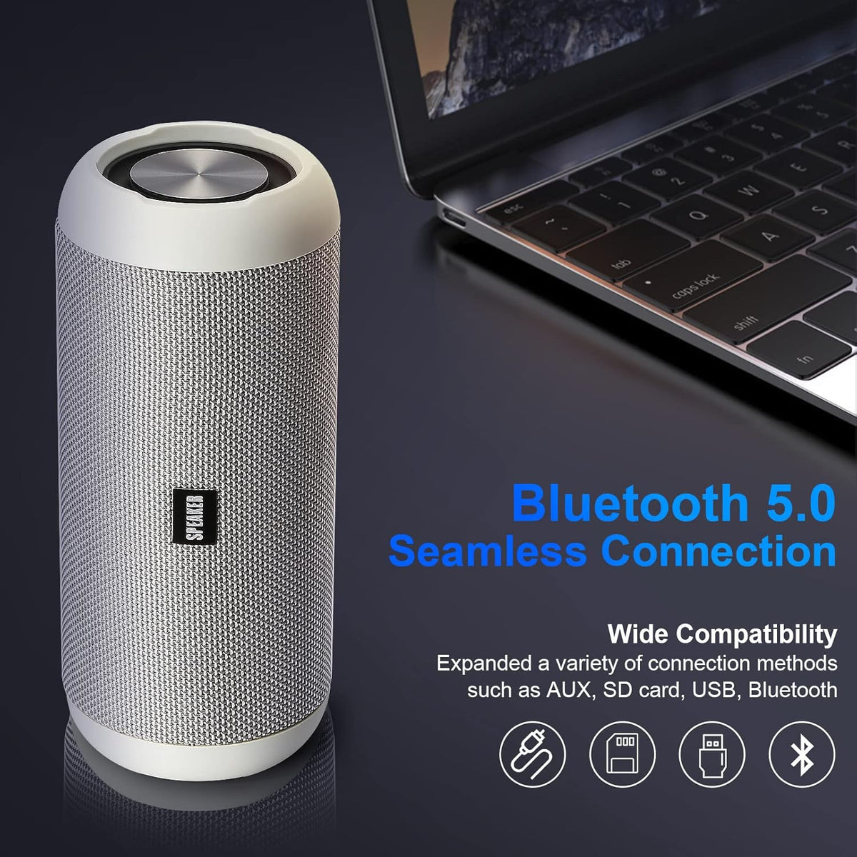 Bluetooth Speakers, 30W Portable Speaker Loud Stereo Sound, Rich Bass IP67 Waterproof, 30+ Hour Playtime, Built-in Mic, Wireless Speaker with TF, AUX, FM for Shower, Pool, Party, Travel, Outdoors