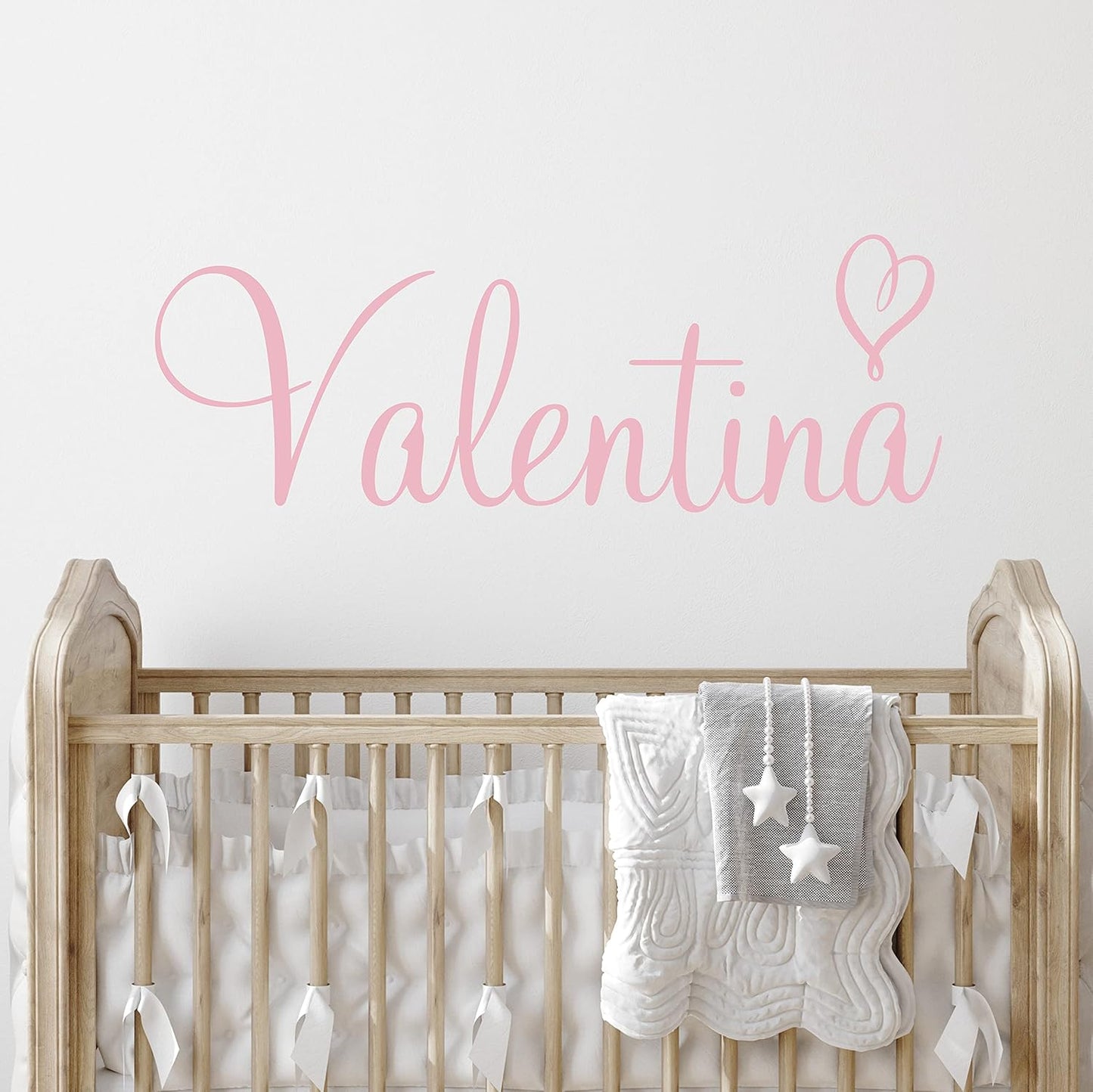 Custom Name & Heart Wall Decal- Baby Boy Girl Unisex - Nursery Decal for Home Bedroom Children - Wall Sticker (397) (35" Wide x 13" high)