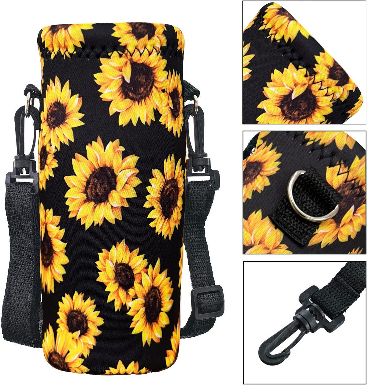 RICHEN Neoprene Water Bottle Carrier Bag with Adjustable Shoulder Strap,Insulated Water Bottle Cover for Stainless Steel/Glass/Plastic Bottles