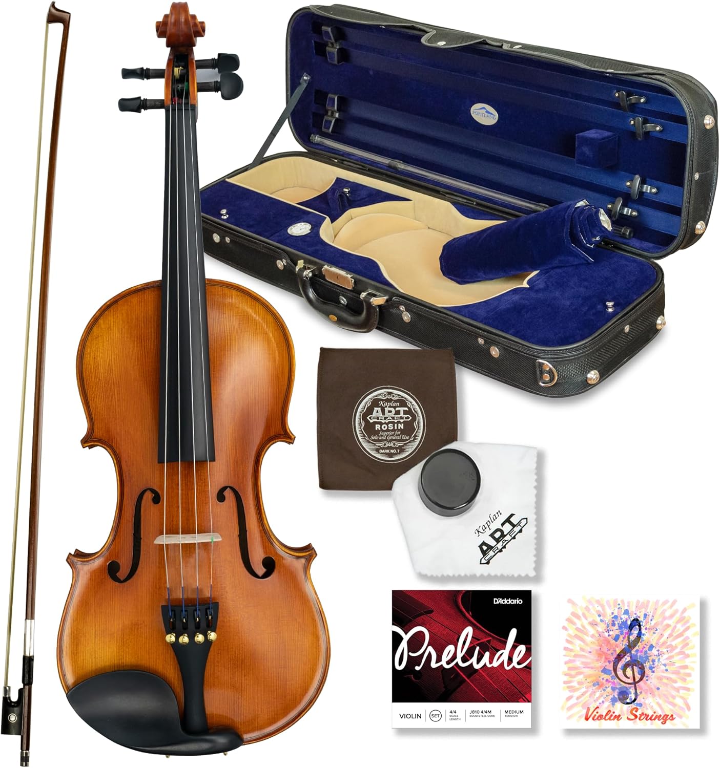 Kennedy Violins Louis Carpini G2 Violin Outfit CLEARANCE Carrying Case and Accessories Included - Solid Maple Wood and Ebony Fittings (4/4)