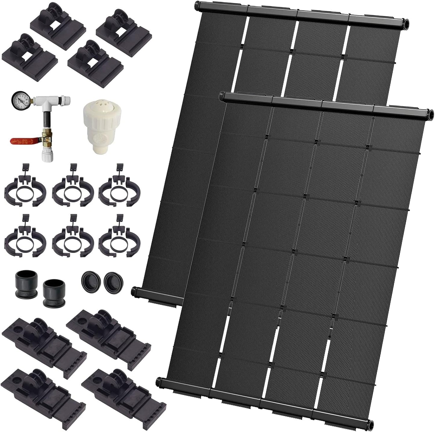 Industrial Grade Solar Pool Heater DIY Kit - Superior High-Wind Strapless Mounting System & Maximum Freeze Resistance (2-4'x9.5' / 76 Square Feet)