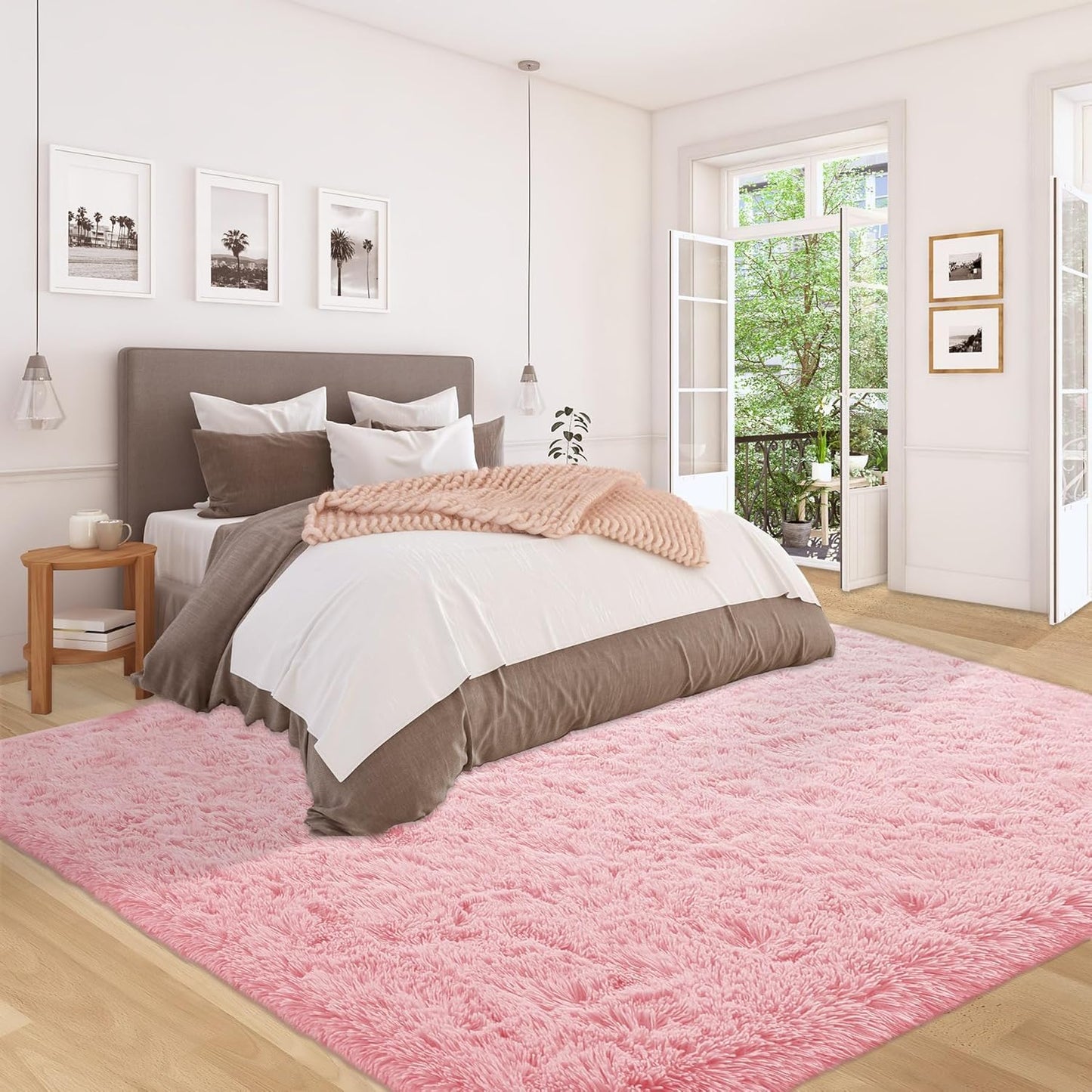 5x8 Area Rug for Living Room: Fluffy Shag Soft Washable Rugs Fuzzy Plush Indoor Carpet for Bedroom Nursery Playroom Dorm Kids Girls Boys Room (Pink, 5'x8')