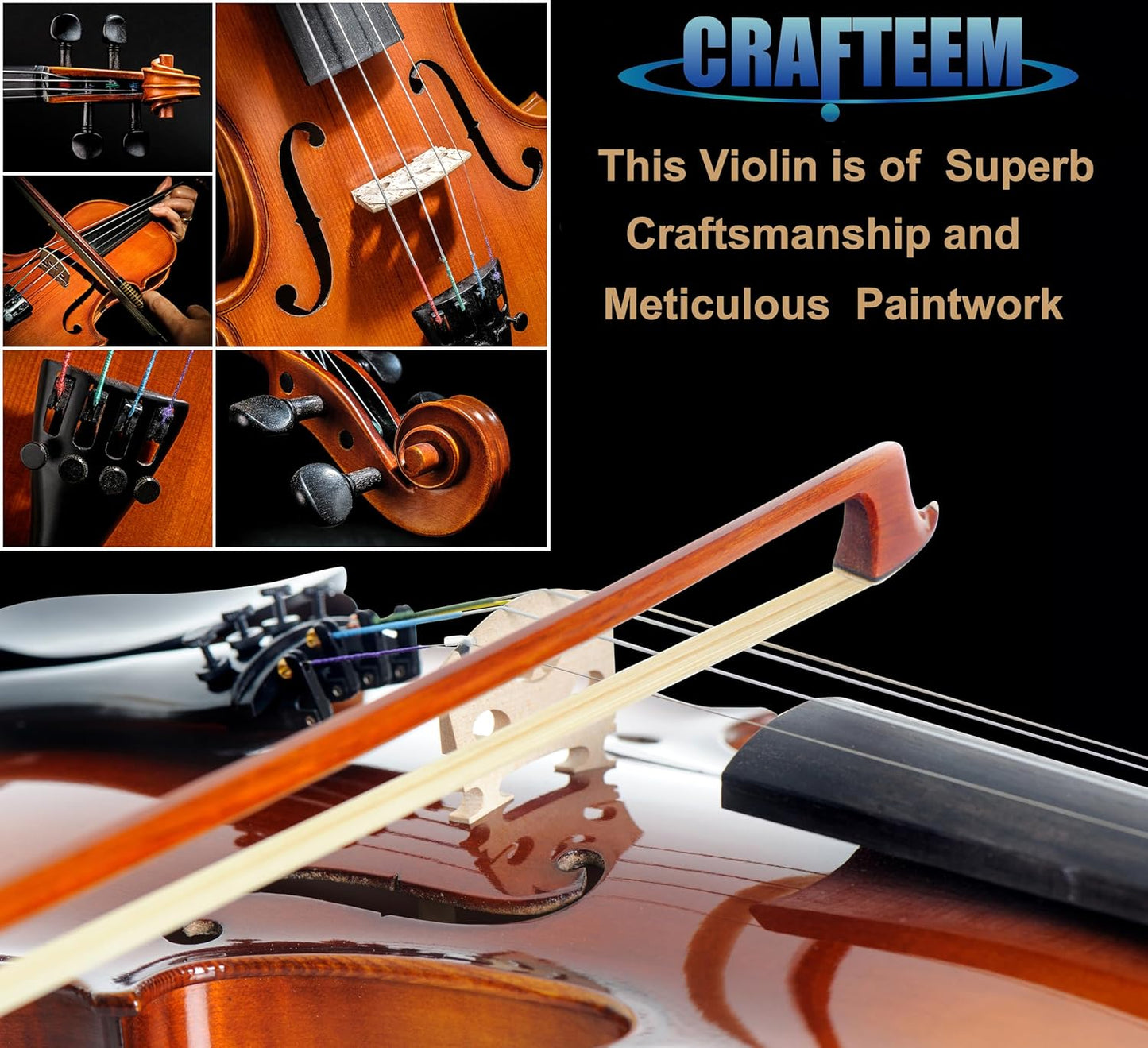 Spruce and Maple Solid Wood Violin Outfit for Beginner Kids & Adults -Craft Your Perfect Sound and Begin Your Musical Journey with Confidence.