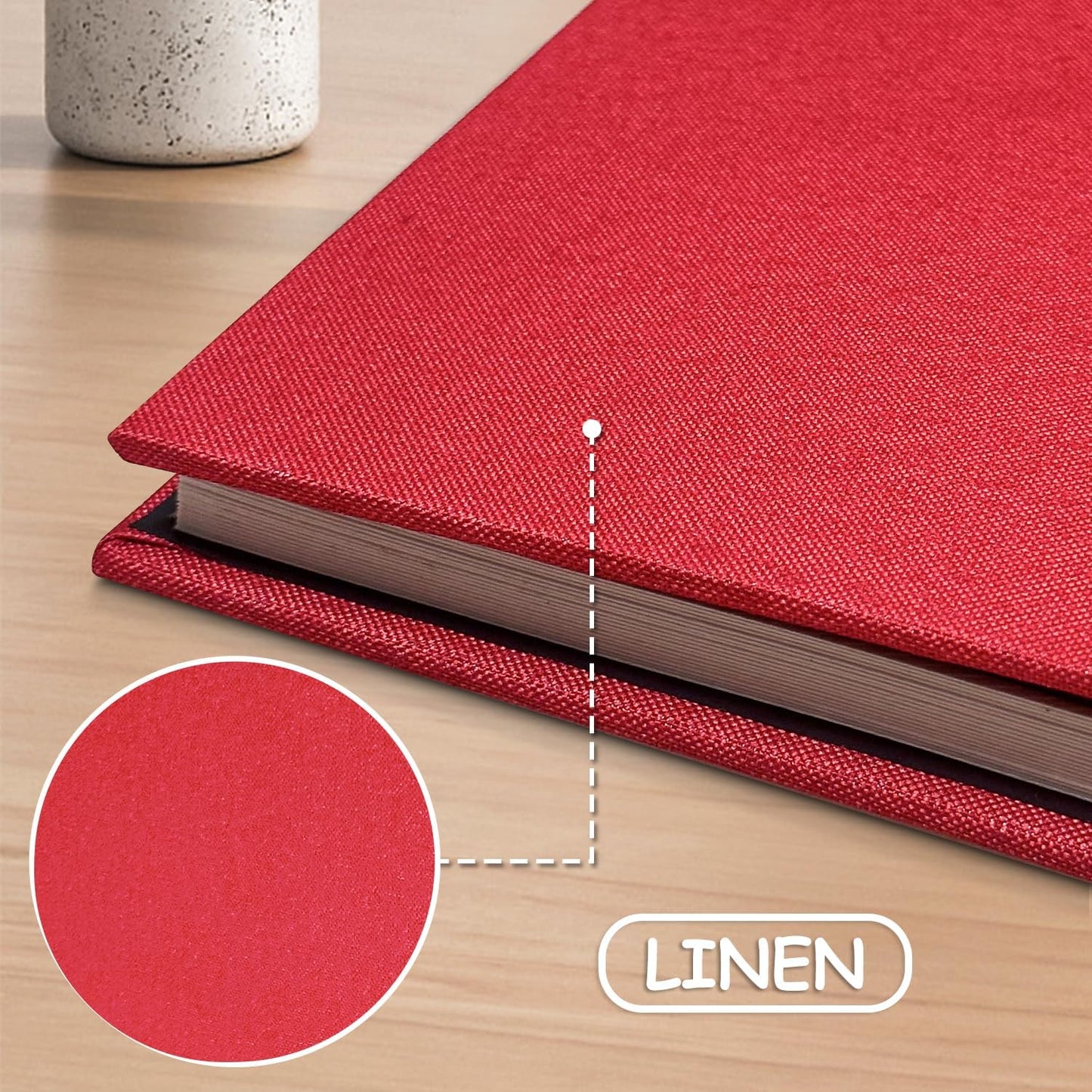 Large Photo Album Self Adhesive Scrapbook Album for 4×6 8×10 Pictures DIY Magnetic Linen Cover Album 40 Pages for Family Wedding Gifts with Metal Pen and Plastic Board