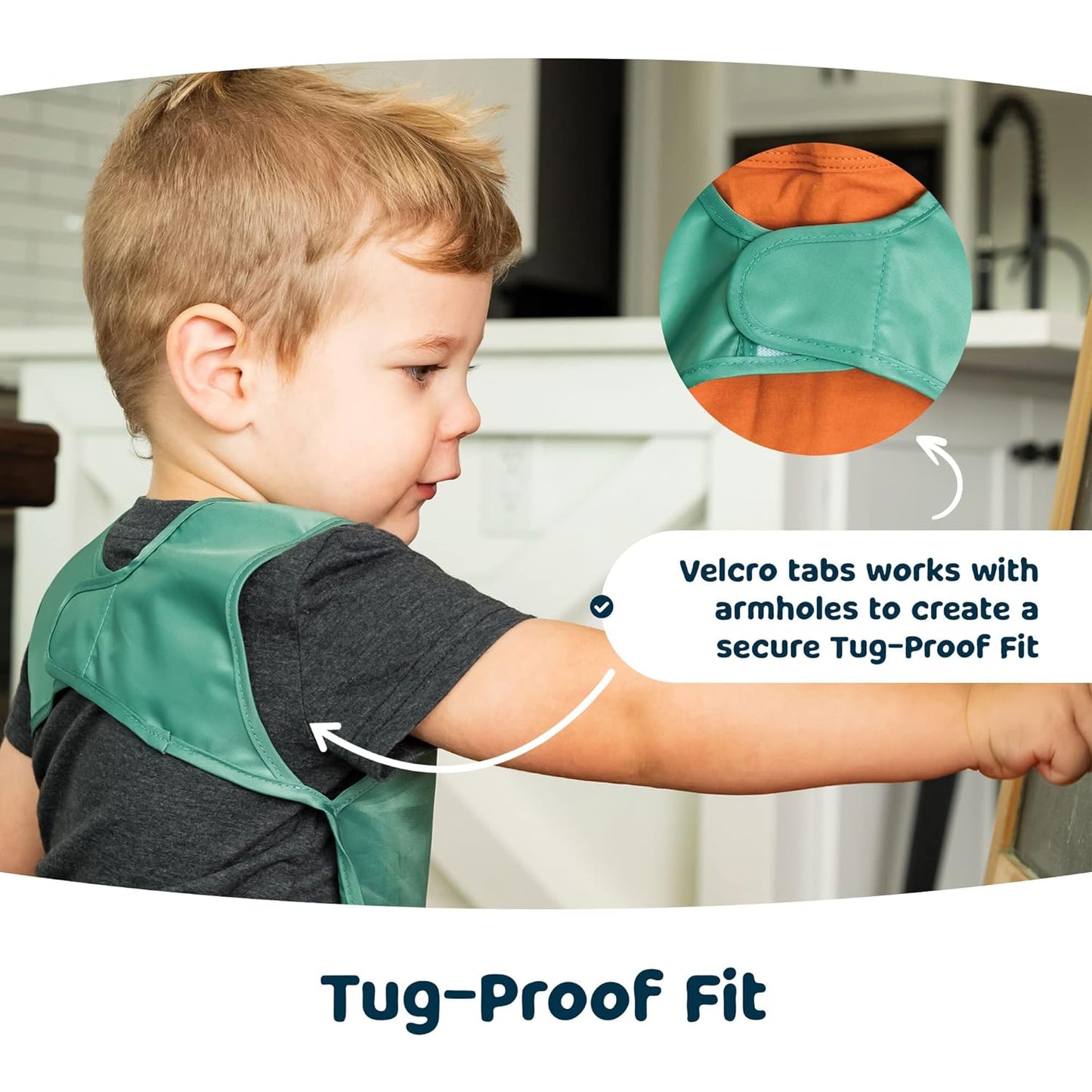 Tiny Twinkle Mess Proof Baby Bib - Waterproof & Lightweight Baby-Led Weaning Apron | 100% Recycled Polyester, Easy Clean & Machine Washable (Olive Green, Small 6-24 Months)