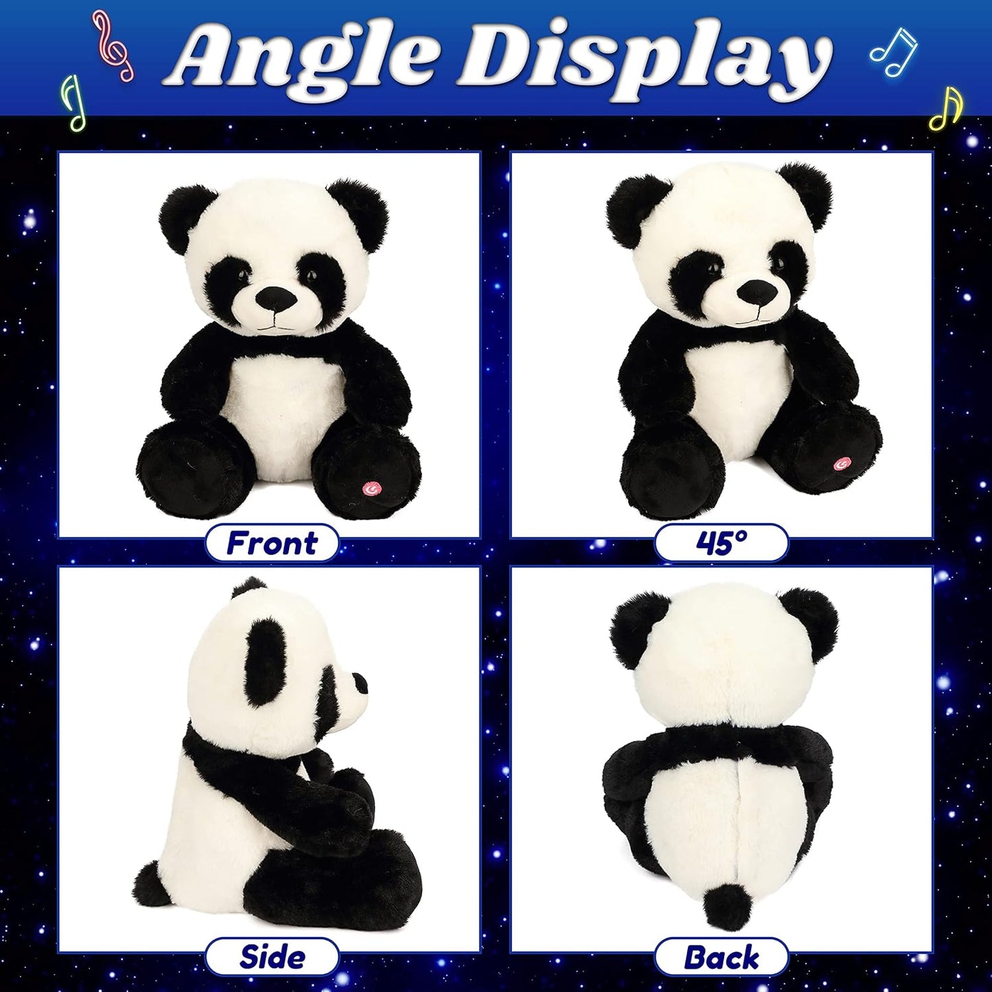 Cuteoy Glowing LED Panda Light-up Nightlight Toys Musical Plush Stuffed Animal Soft Singing Lullabies Birthday Christmas Plushies Gifts for Kids Boys Girls,10"