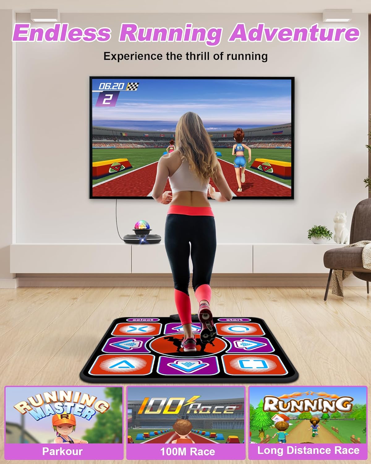 Dance Mat, Electronic Dance Mat for TV with Camera, Non-Slip Dance Mat for Girls, Birthday Gifts Dance Game Mat for Kids Adults Girls Boys (Black)