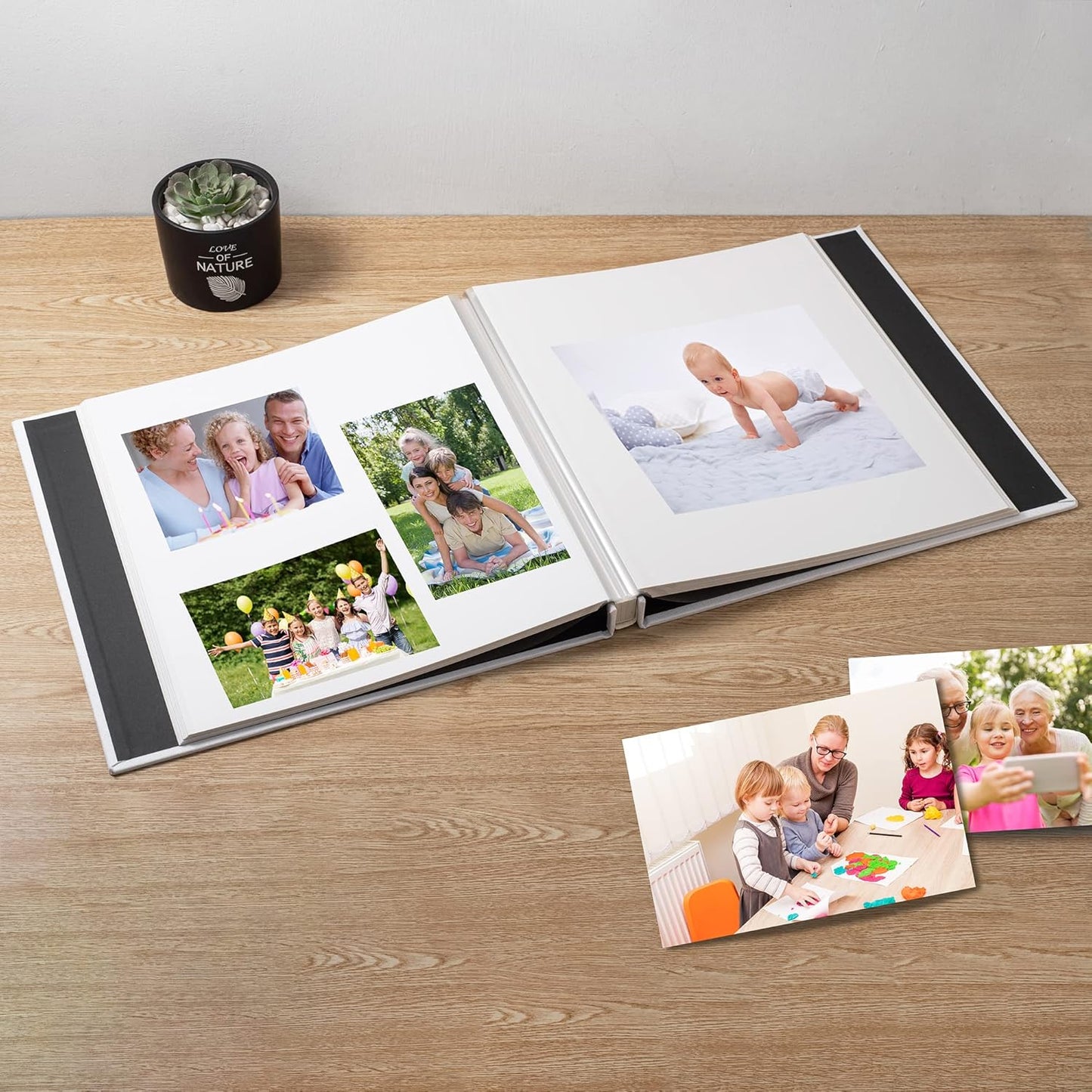 Large Photo Album Self Adhesive Scrapbook Album for 4×6 5×7 8×10 Pictures DIY Magnetic Linen Cover Album 40 Pages for Family Wedding Gifts with Metal Pen and Plastic Board