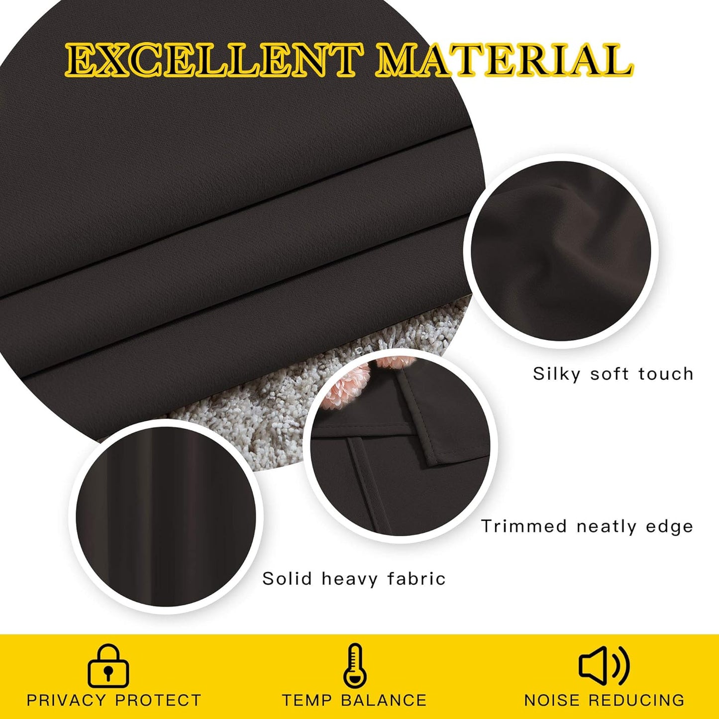 NICETOWN Room Darkening 118 inch Long Curtains, Grommet Thermal Drapes Weighted Room Divider Wide Window Treatments for Living Room, W66 x L118, Toffee Brown, 2 Panels