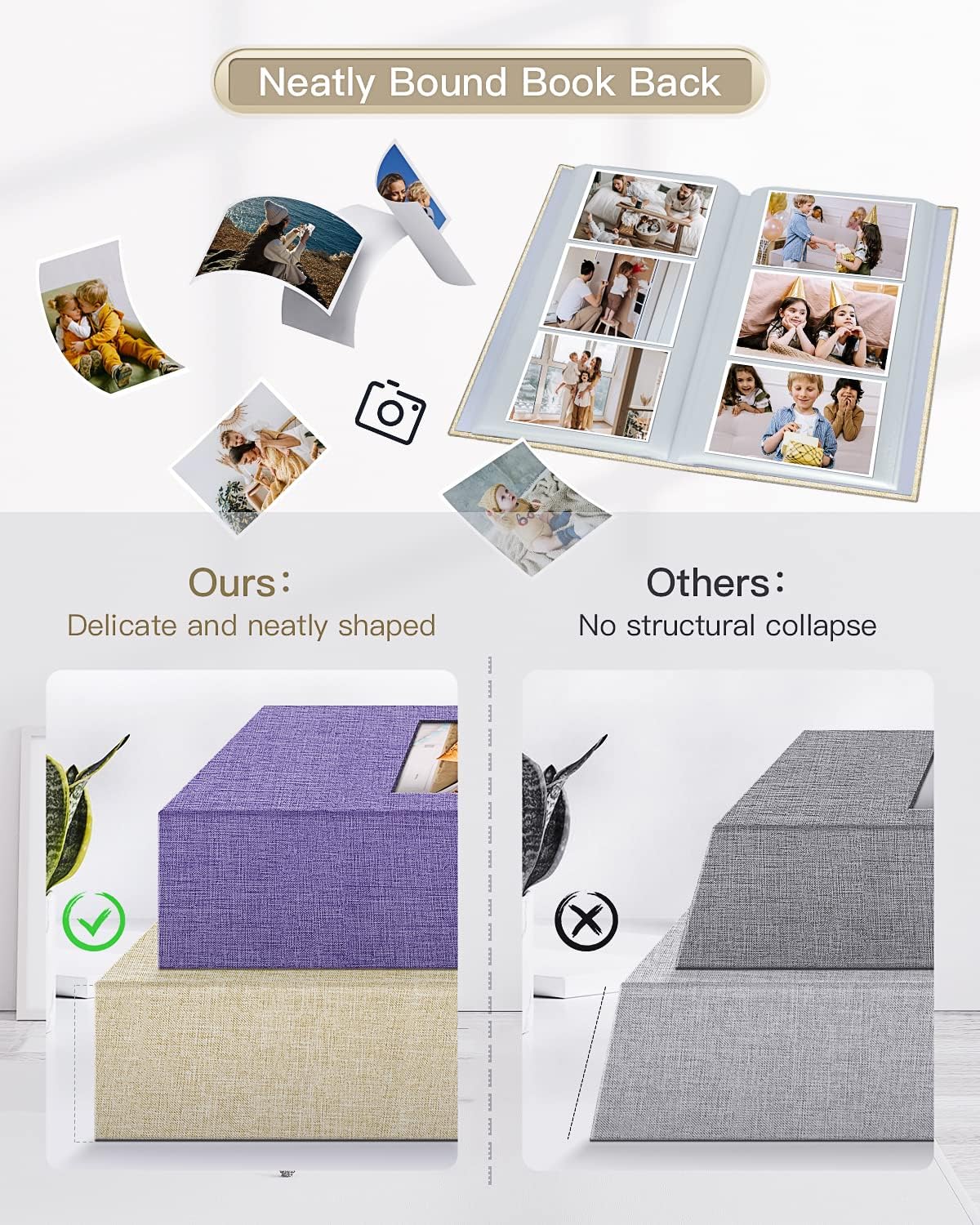 popotop Photo Album 4x6-300 Photos Linen Cover Photo Books with 300 Horizontal Pockets,Slip-in Picture Albums for Family Wedding Anniversary Baby Vacation Pictures