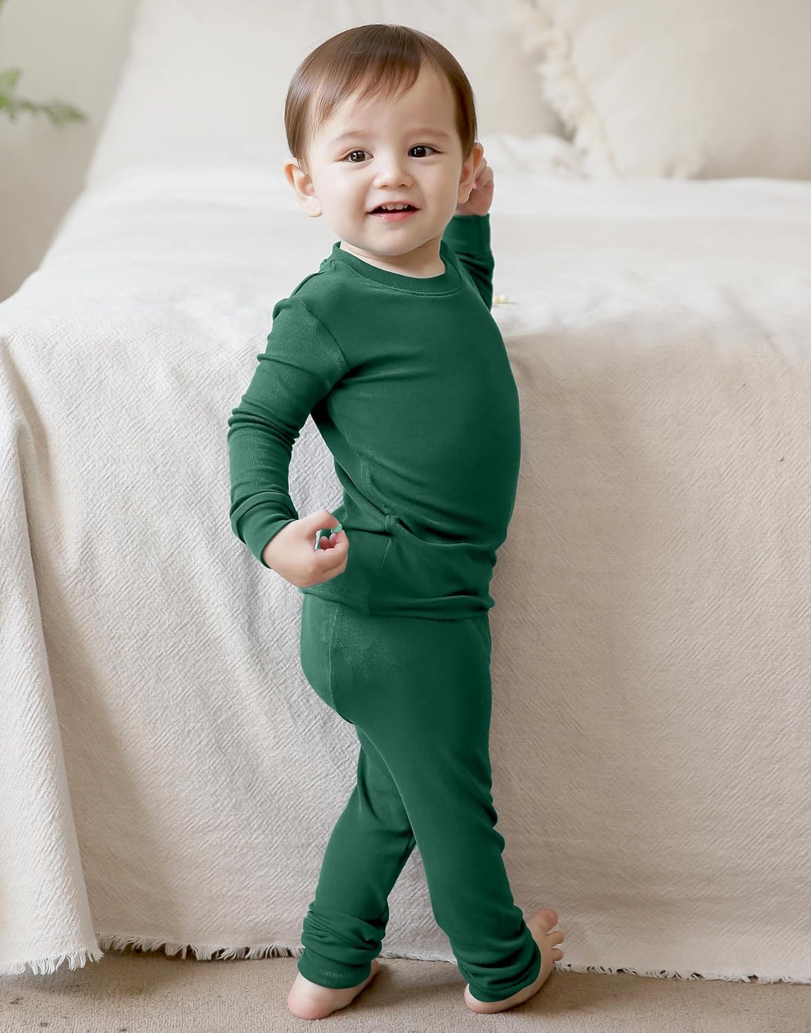 VAENAIT 6M-12Y Toddler Toddler Kids Toddler Girls Boys Soft Comfy Modal Tencel Solid Raglan Sleepwear Pajamas Pjs 2pcs Set