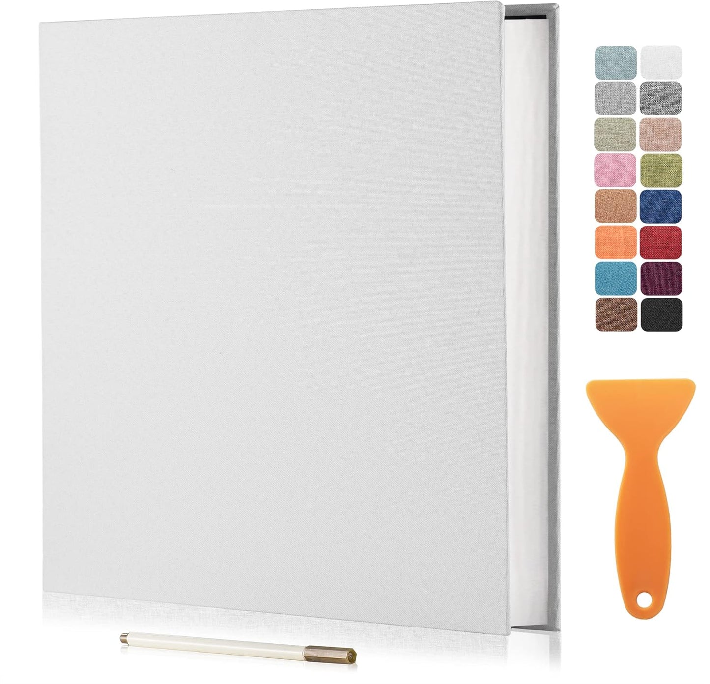 Large Photo Album Self Adhesive Scrapbook Album for 4×6 8×10 Pictures DIY Magnetic Linen Cover Album 60 Pages for Family Wedding Gifts with Metal Pen and Plastic Board