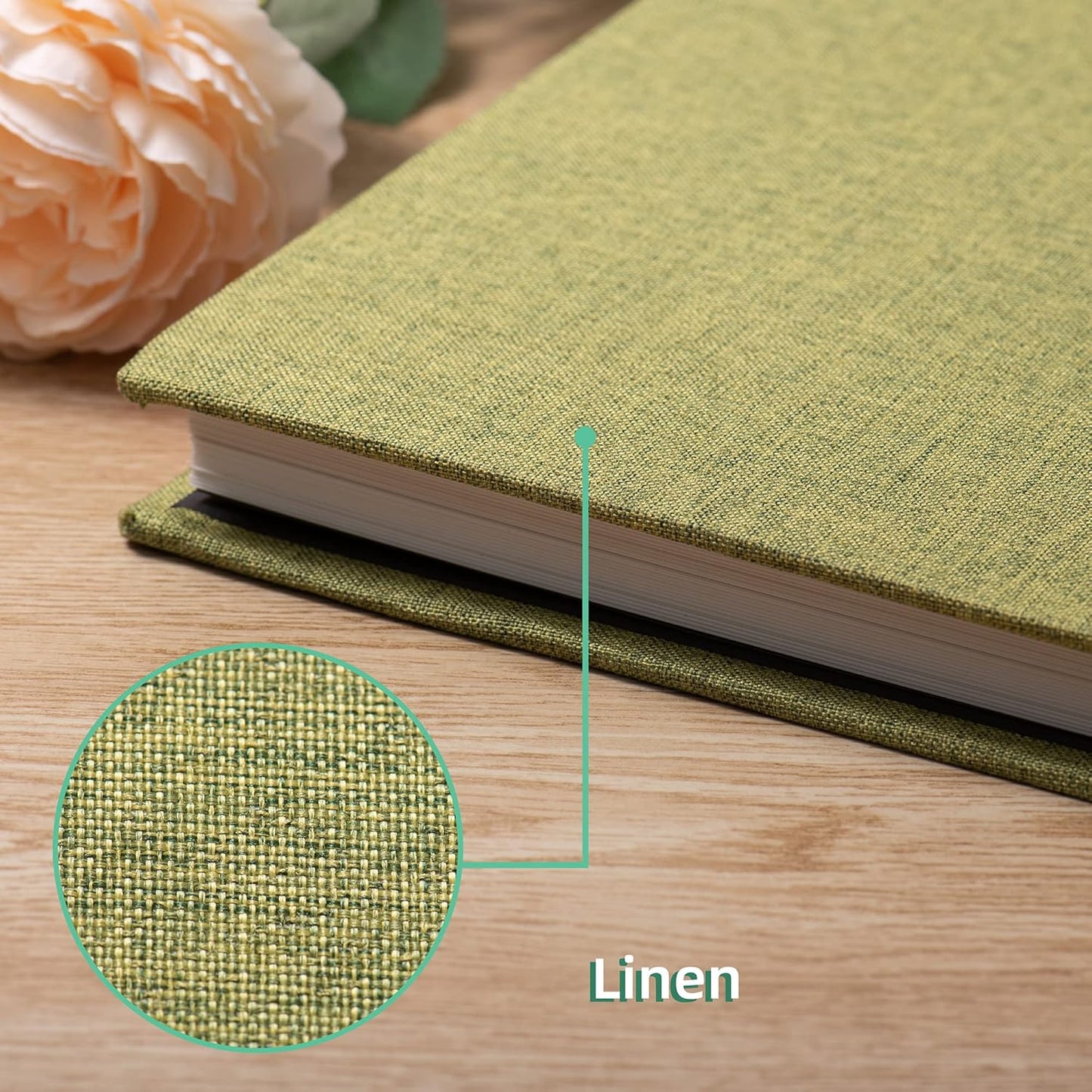Large Photo Album Self Adhesive Scrapbook Album for 4×6 5×7 8×10 Pictures DIY Magnetic Linen Cover Album 40 Pages for Family Wedding Gifts with Metal Pen and Plastic Board