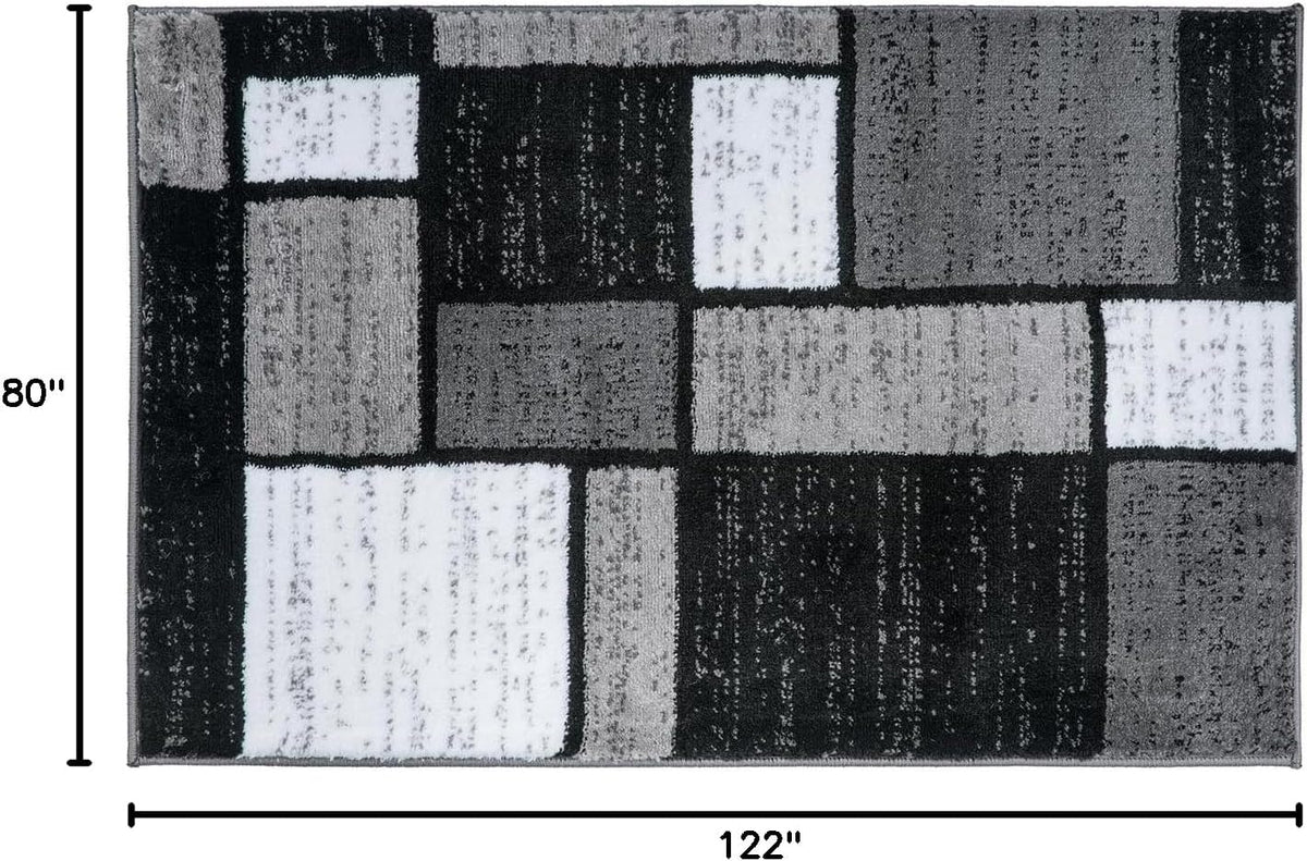 Rugshop Contemporary Modern Boxes for Home Office,Living Room,Bedroom,Kitchen Non Shedding Area Rug 2'7" x 4' Gray
