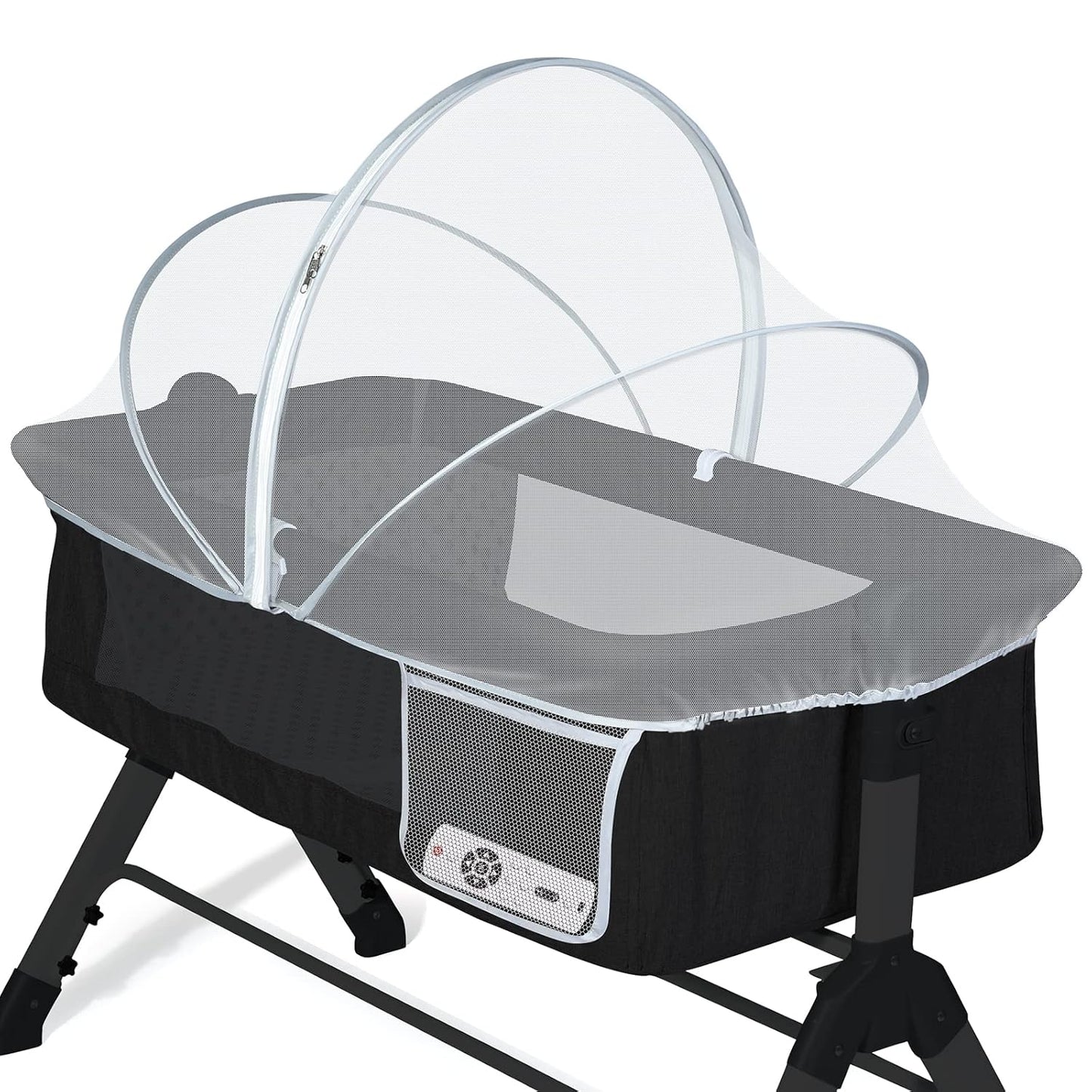 Orzbow Bassinet Cover with Two-Way Zippers & Storage Bag, Bassine Mosquito Net Cover for Bedside Sleeper to Keep Cats Out - Infant from Mosquito Bites and Falling Protection, White