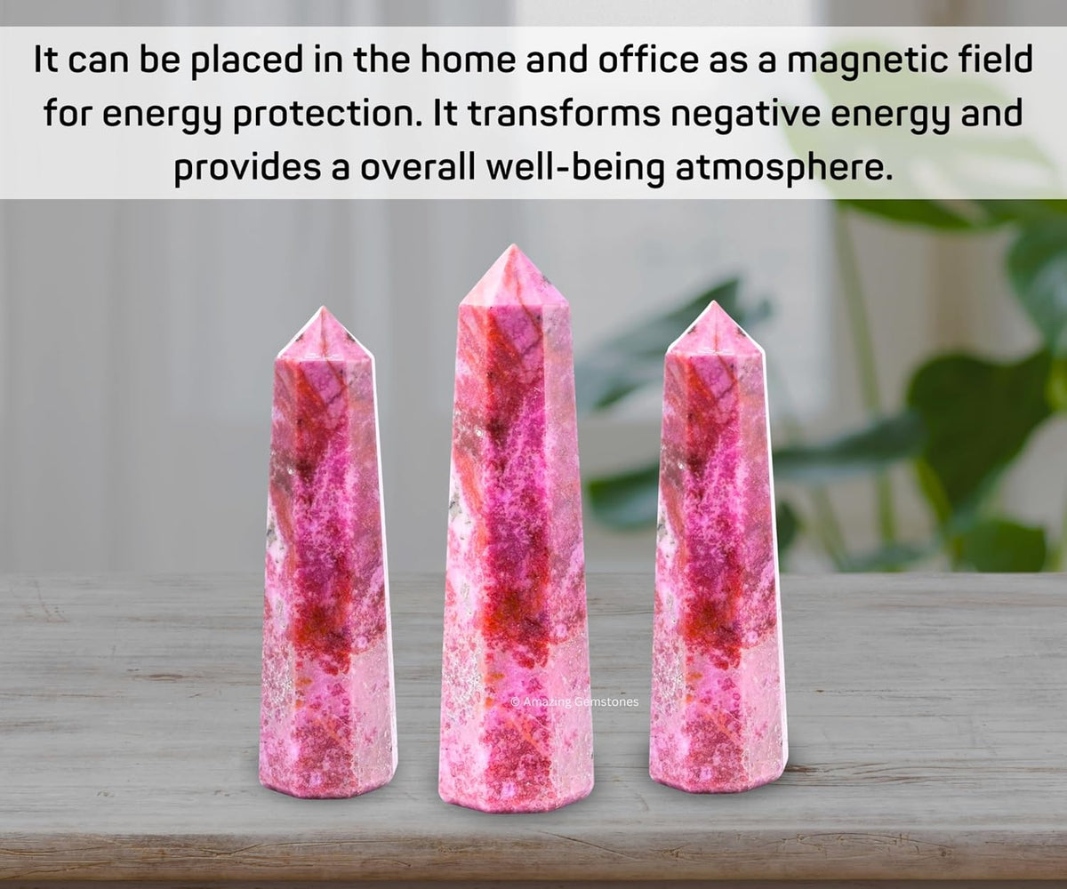 Amazing Gemstone Cobalt Calcite Crystal Towers - Natural Healing Crystal Point Obelisk for Reiki Healing and Crystal Grid (3 Inch)