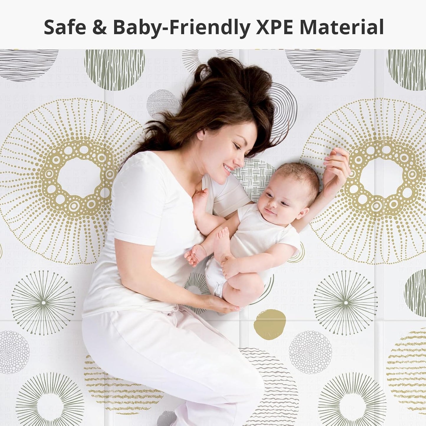 Foldable Baby Play Mat, PIGLOG 0.6 inch Waterproof Playmats for Babies and Toddlers Kids, Safe Foam Playmat for Tummy Time, 50“x50” Playpen Mat, Reversible Portable Baby Floor Mat for Infant, Circle