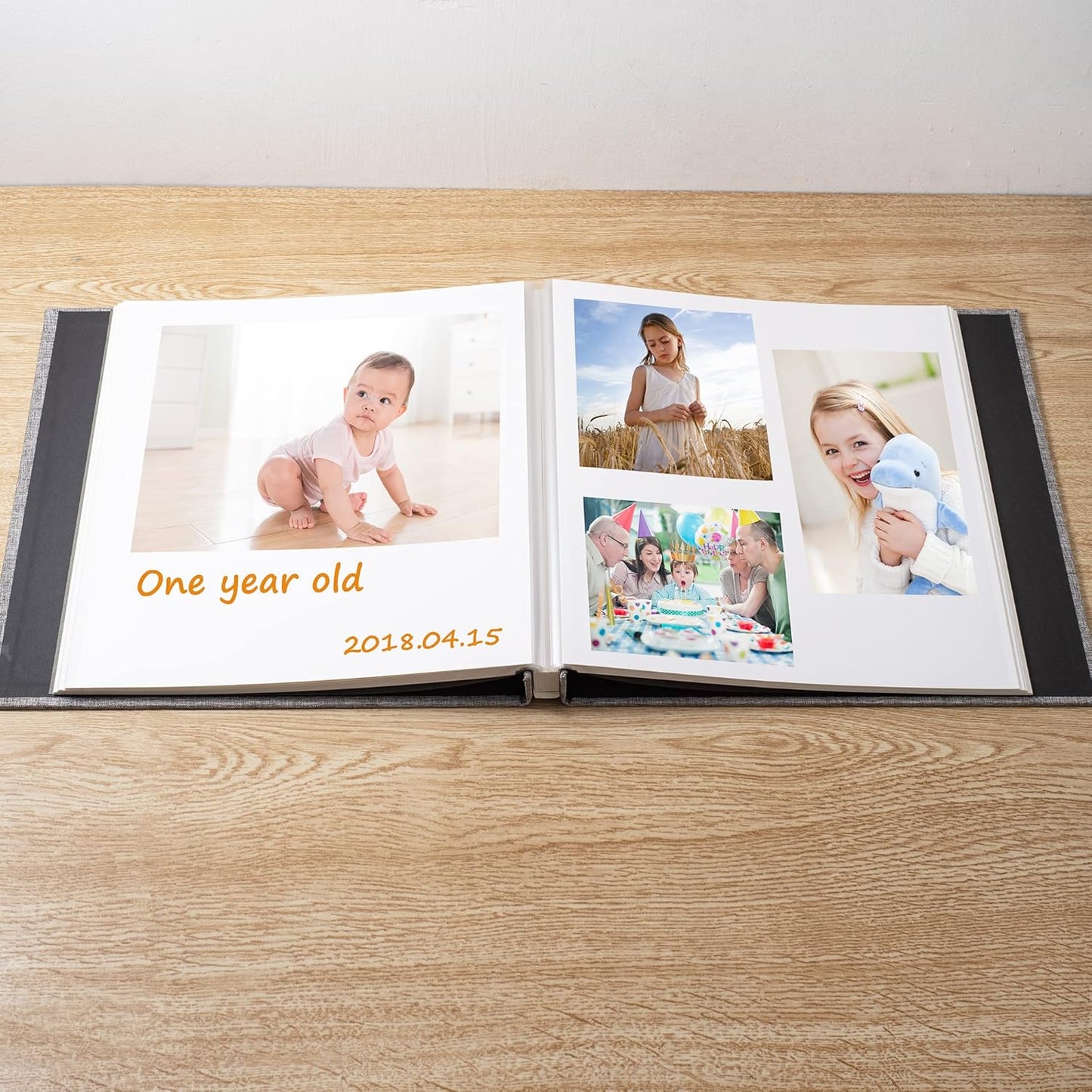 Large Photo Album Self Adhesive Scrapbook Album for 4×6 5×7 8×10 Pictures DIY Magnetic Linen Cover Album 60 Pages for Family Wedding Gifts with Metal Pen and Plastic Board
