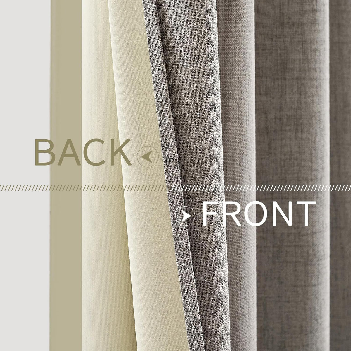 MIULEE 100% Blackout Linen Textured Curtains for Bedroom Solid Thermal Insulated Warm Taupe Grommet Room Darkening Curtains & Drapes Luxury Decor for Living Room Nursery 52 x 108 Inch (2 Panels)