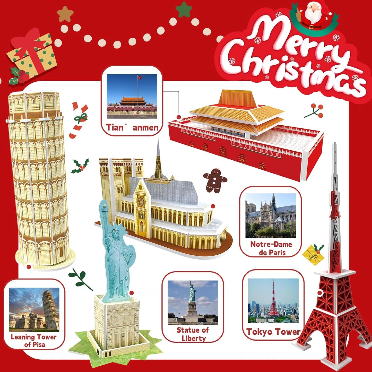 Advent Calendar 2025 Kids 3D World Architecture Puzzle, 24 Days Christmas Advent Calendar, 24 Mini 3D Puzzles, World Architecture Puzzle Gift, Suitable for Boys, Girls, and Geography Lovers