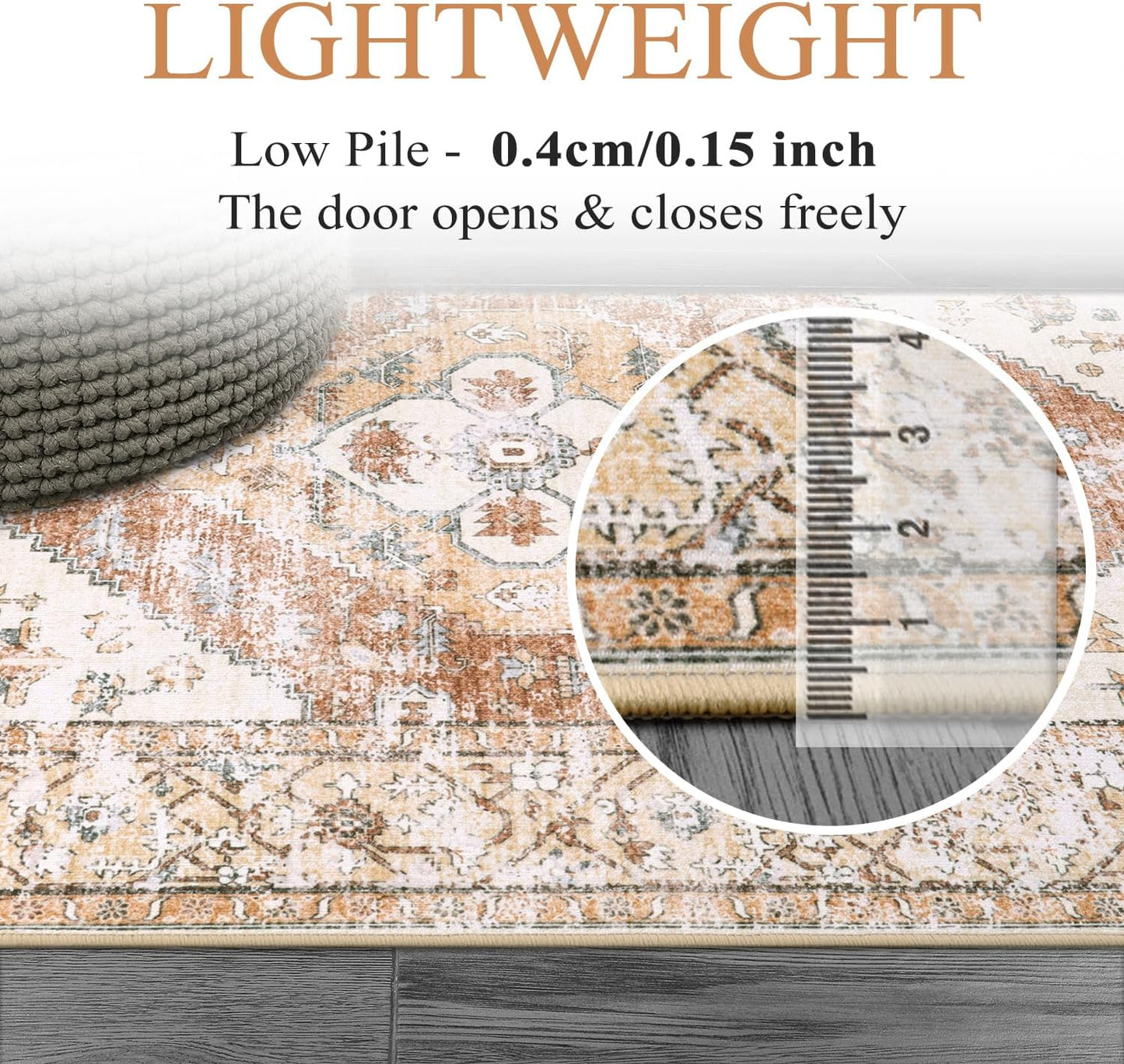 Lahome Boho Area Rug for Living Room - 4x6 Rug Washable Non-Slip Throw Bedroom Rug Lightweight Non-Shedding Large Kitchen Carpet, Oriental Distressed Print Carpet for Office Classroom Dining Room
