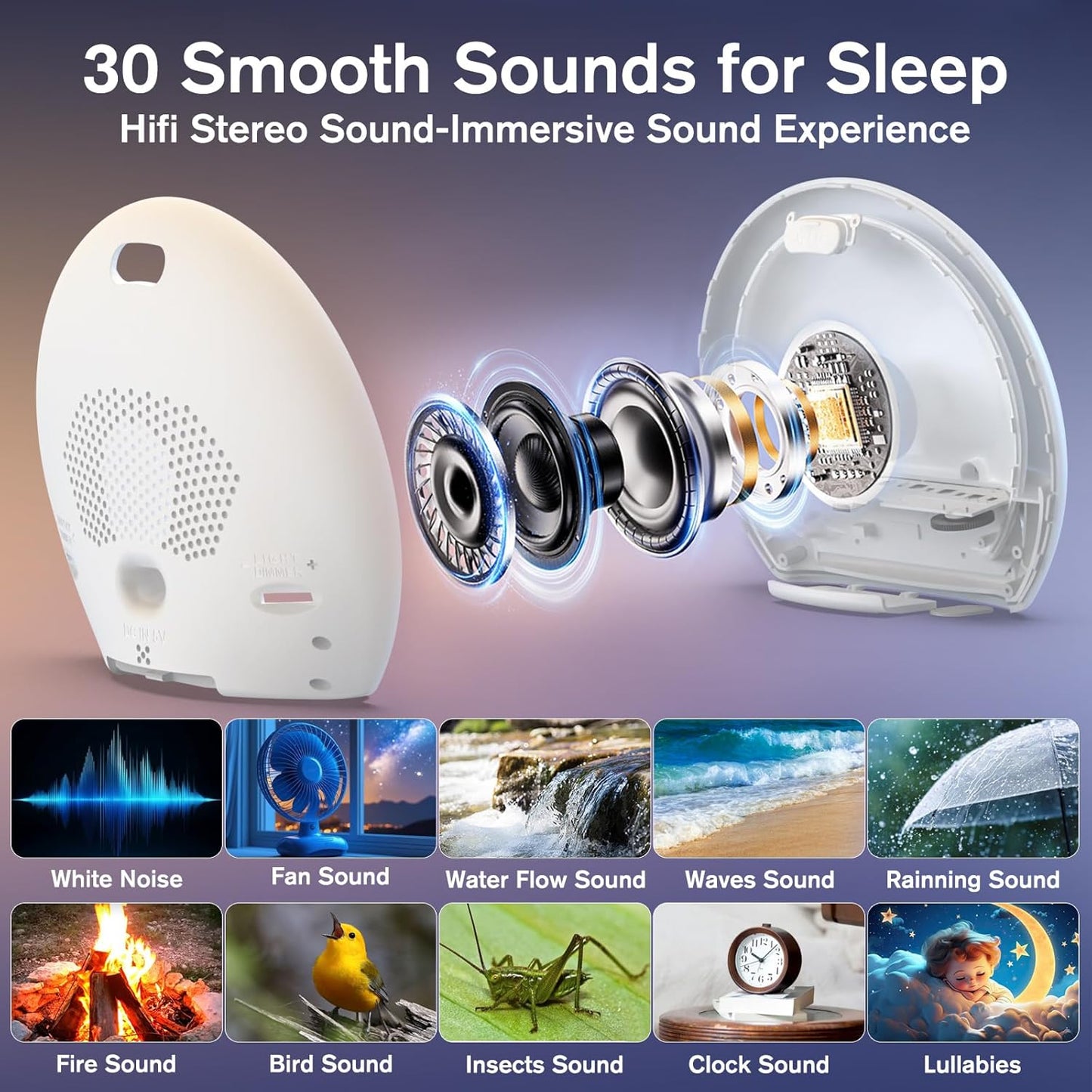 Sunrise Alarm Clock for Heavy Sleepers Adults,White Noise Sound Machine 30 Soothing Sounds, Dimmable Digital Clock&Night Light, Wake Up Light/Bedside Lamp/Alarm Clocks for Bedrooms,Ideal for Gift