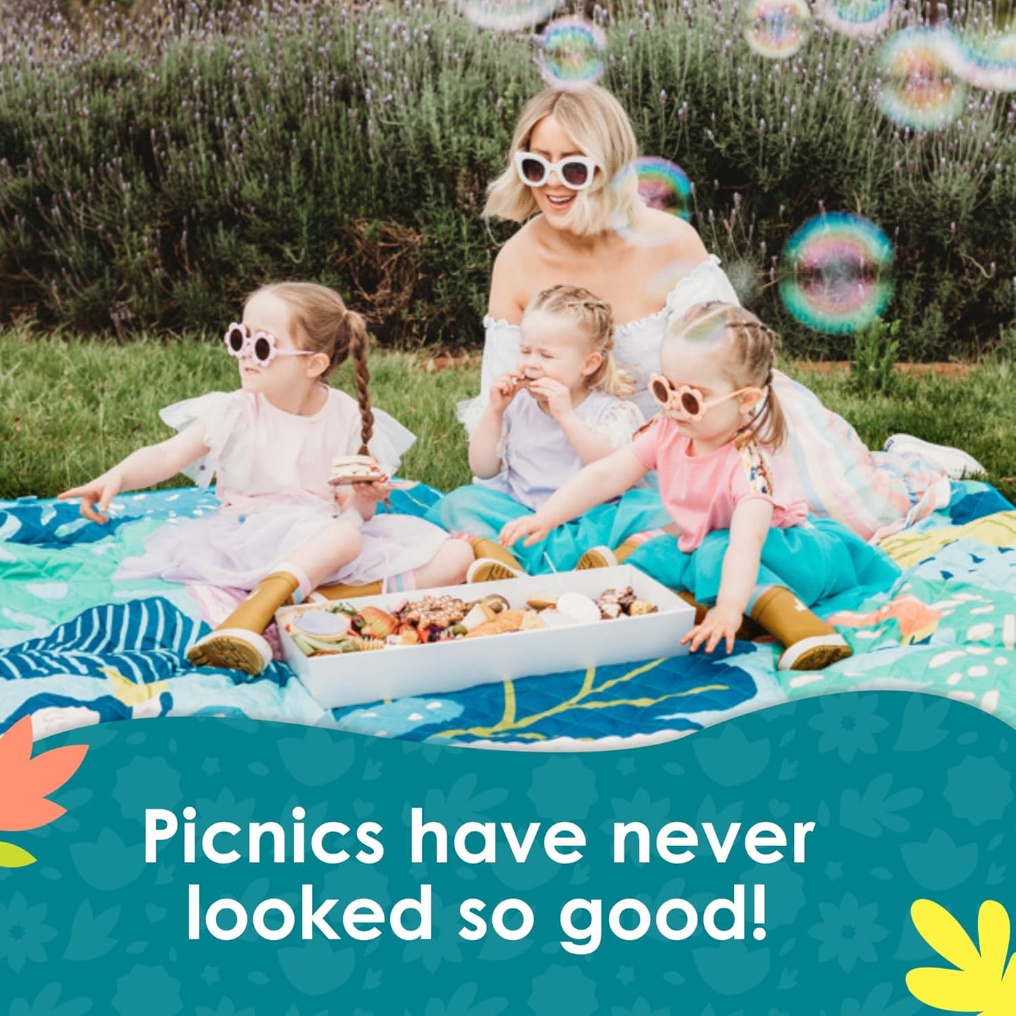 Jumbo Picnic Rug, Premium Large Picnic Mat, 6'7" x 6'7", Outdoor Waterproof Picnic Blanket Beach Mat, Foldable & Waterproof, Picnic Blankets Ideal for Beach & Park, Outdoor Blanket