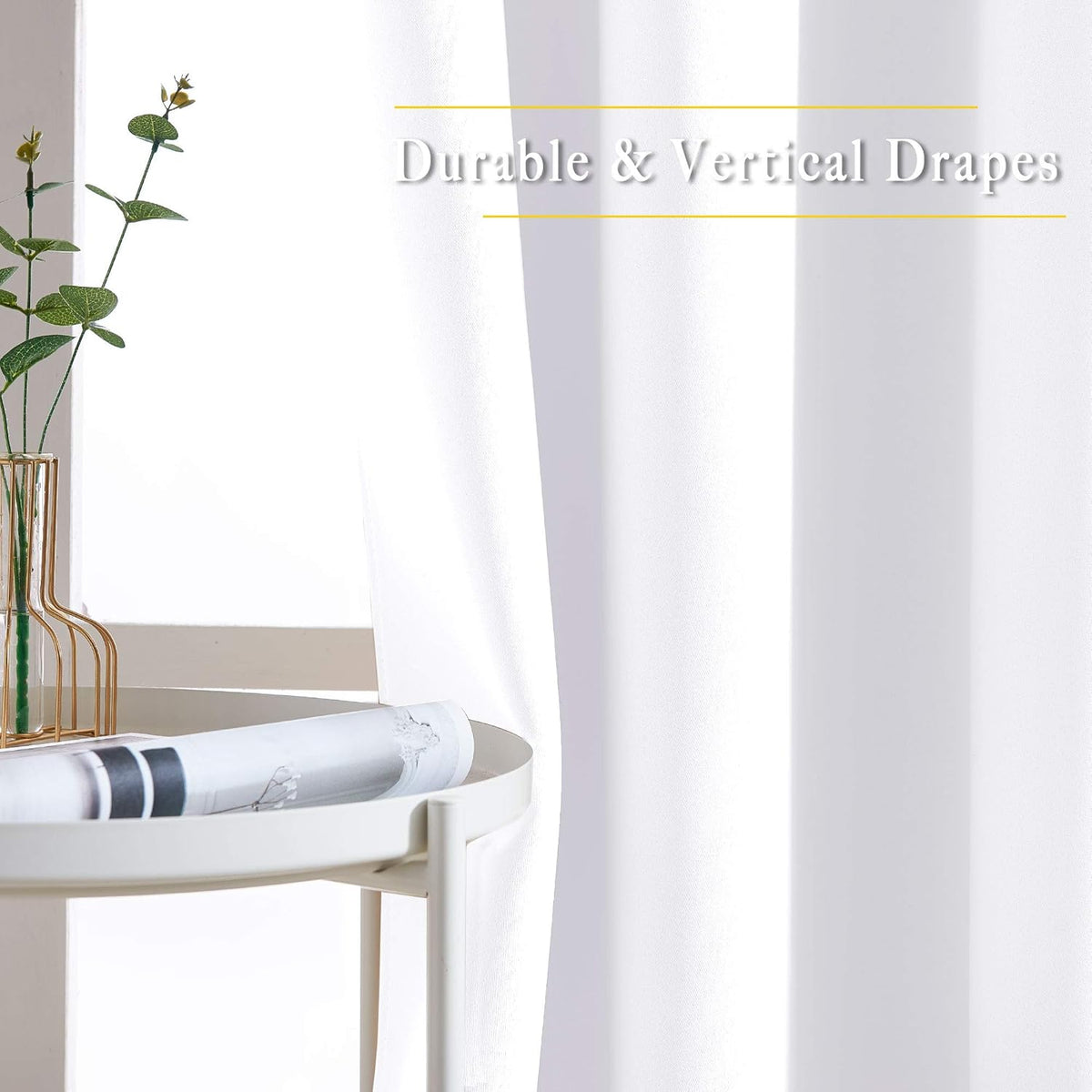 NICETOWN 50% Blackout Pure White Sliding Glass Curtains 2 Panels Set - Window Treatment Thermal Insulated Grommet Light Blocking Sound Reducing Drapes for Bedroom/Living Room, W80 x L84
