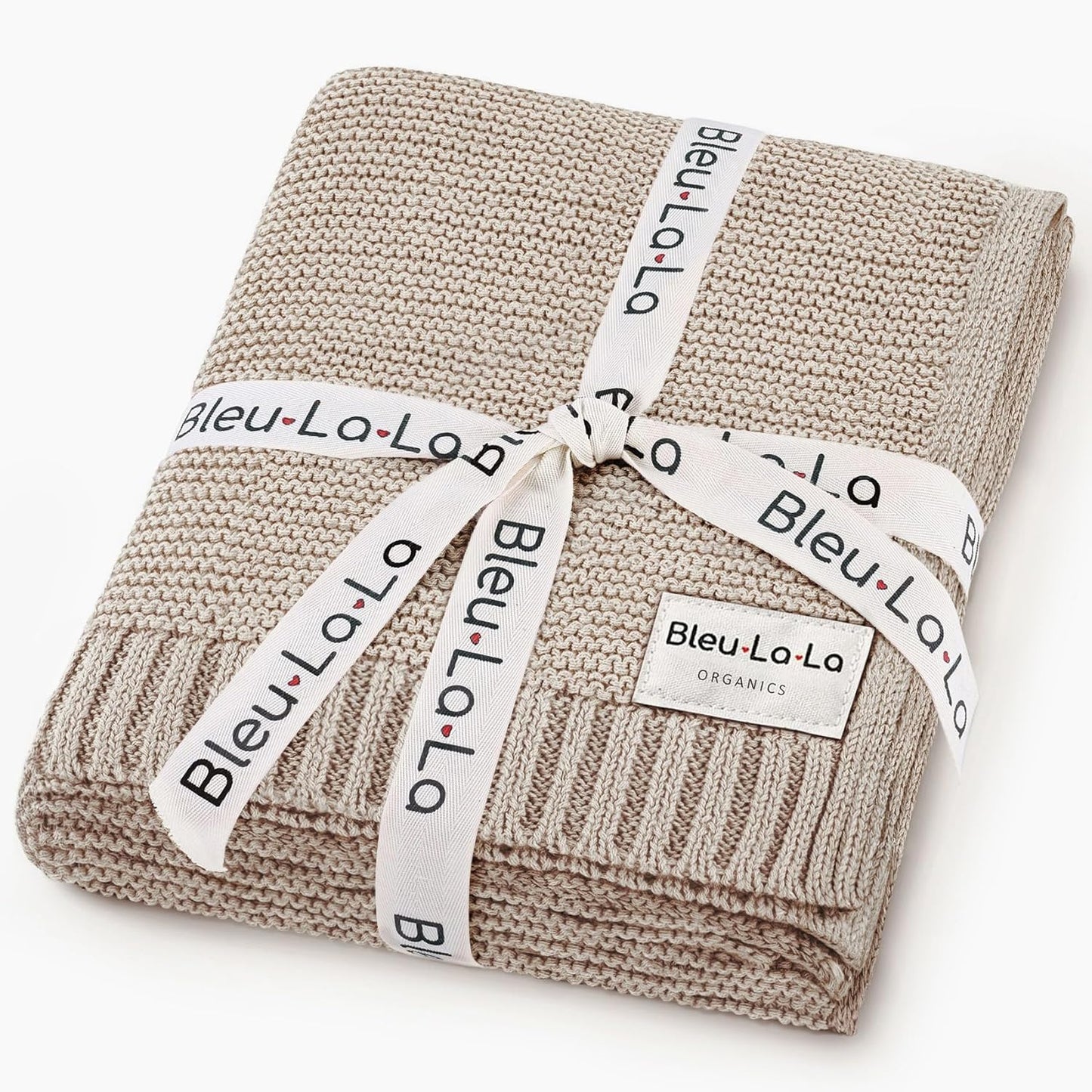 Heritage Knit Organic Cotton Baby Blanket - Soft Warm Cozy Unisex Receiving Cuddle Stroller Crib Beige Blanket for Newborns, Infants Toddler, Boys and Girls (Oatmeal, 0-2 Years)