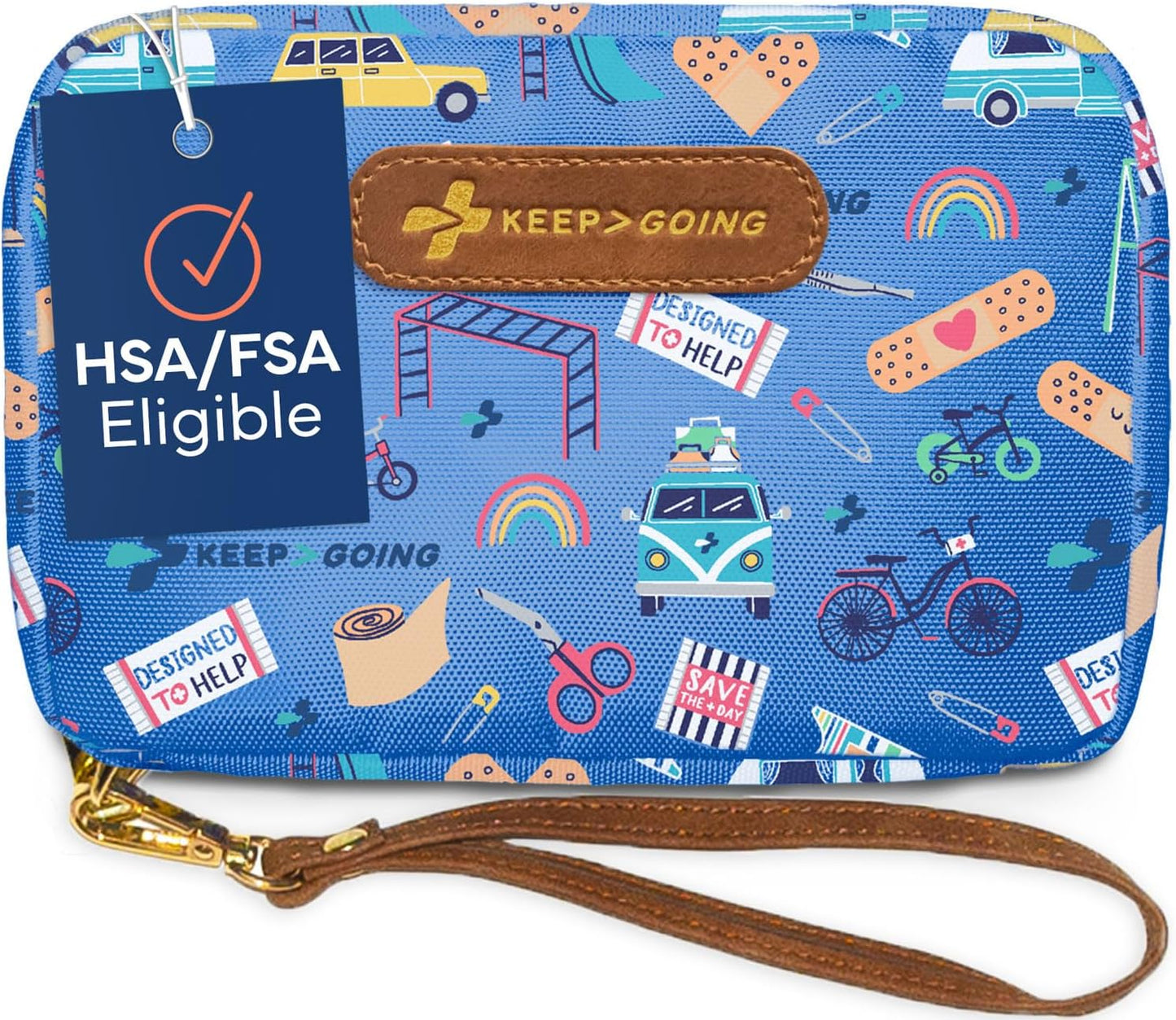 KeepGoing Travel First Aid Kit for Kids – 130 Pc. for Car, Home, Purse, Diaper Bag & Backpack with Latex-Free Bandages - Mini First Aid Kit Travel Size TSA-Approved