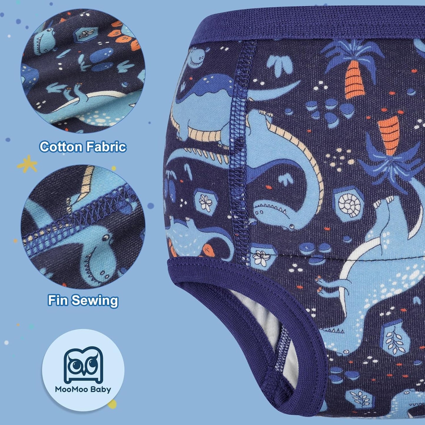 MooMoo Baby Absorbent Potty Training Pants 8 Packs Cotton Training Underwear for Boys 5T