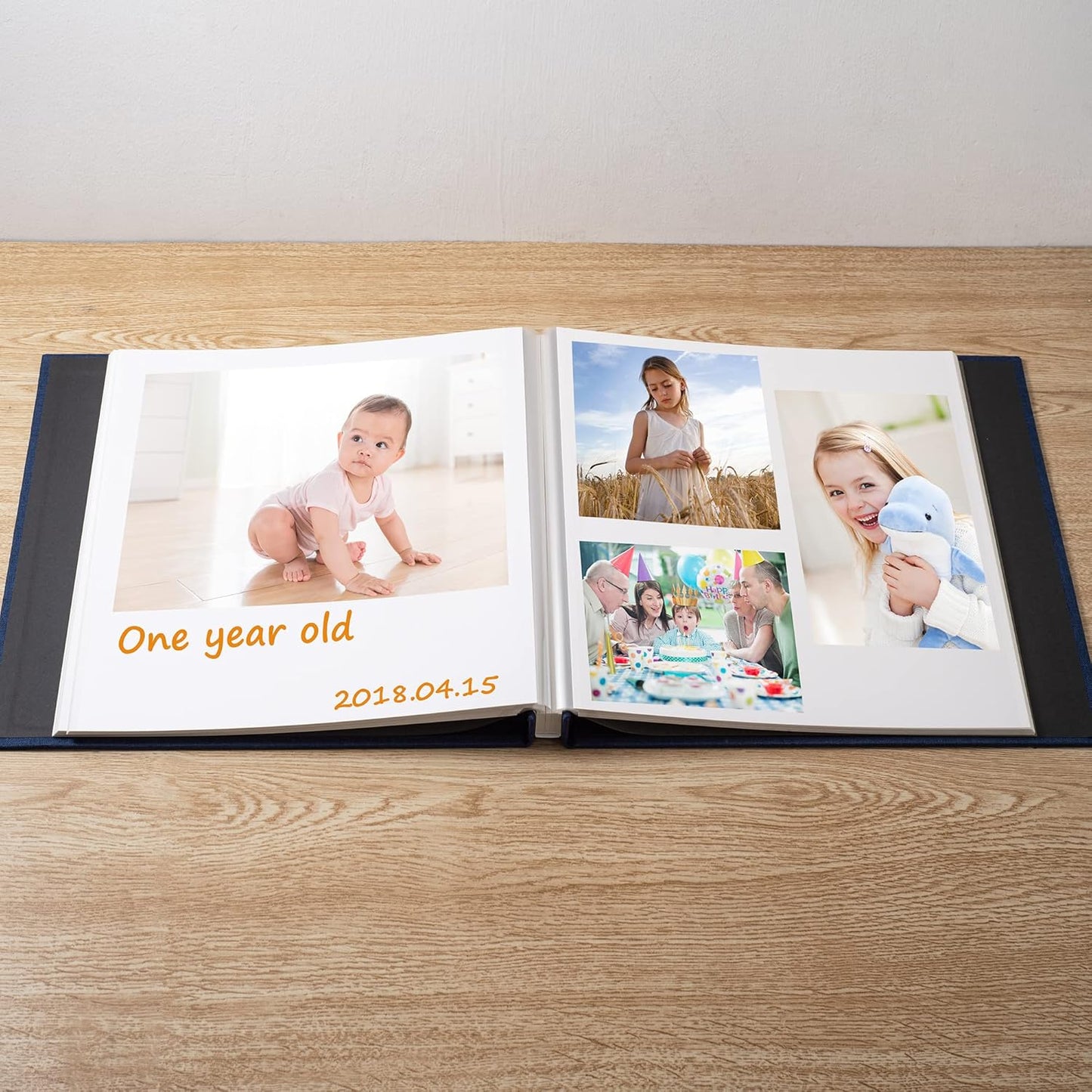 Photo Album Self Adhesive Scrapbook Album for 4×6 Pictures DIY Magnetic Linen Cover Album 30 Blank Pages for Family Wedding, Birthday, Christmas, Anniversary (Blue)
