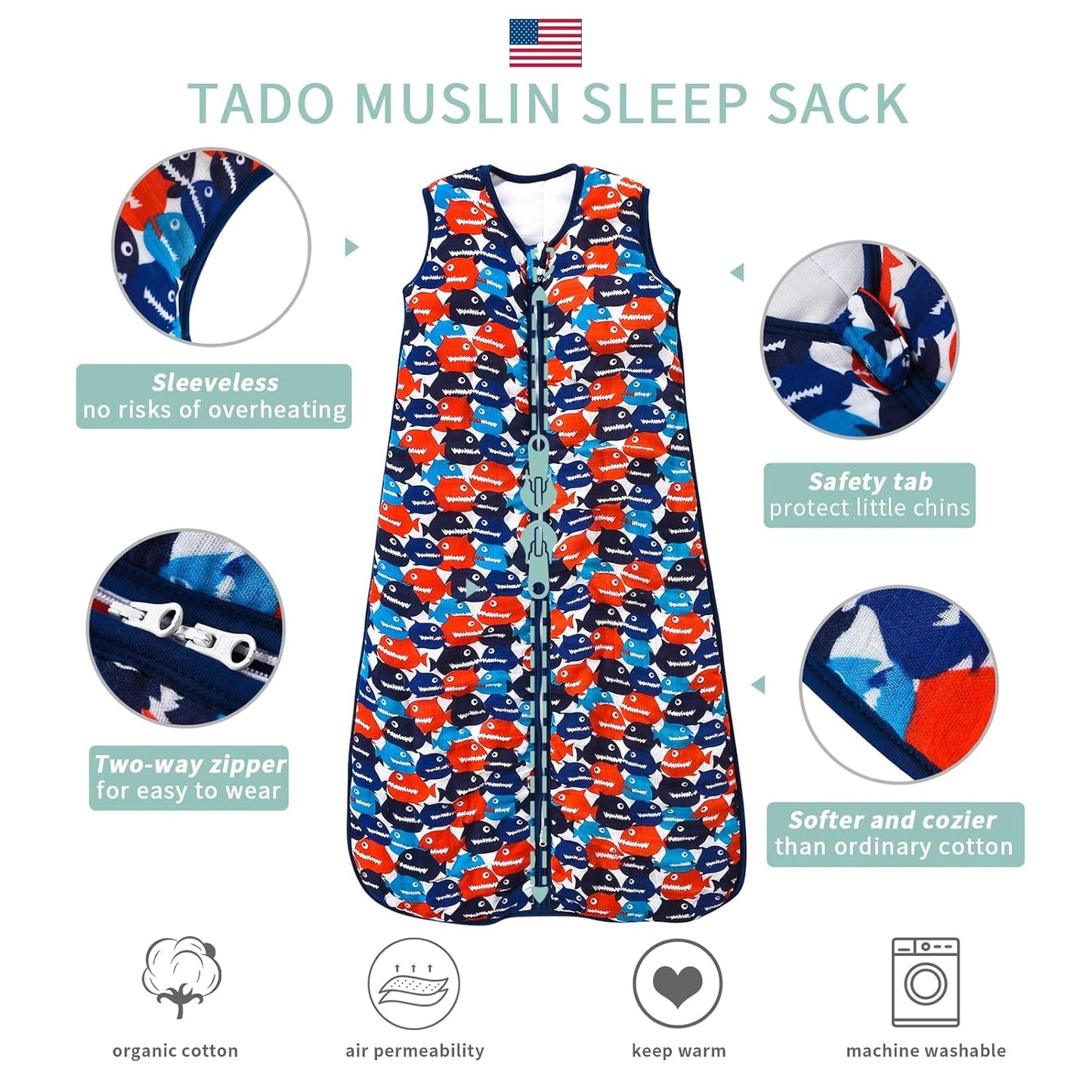 Toddler Sleep Sack, 70% Rayon from Bamboo and 30% Cotton Baby Wearable Blanket Winter 2.5 TOG Sleeping Sack Soft Warm (2-4T)