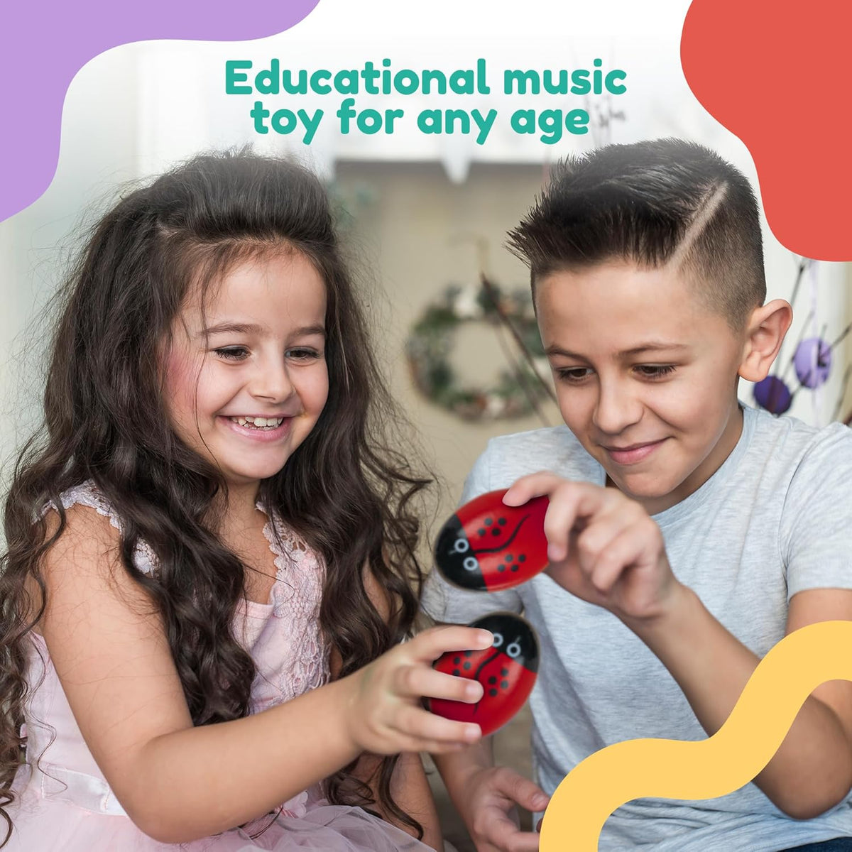 Stoie's Wooden Kids Musical Instruments for 1-5 Years Old, Baby Percussion Toys with Xylophone, Maracas, Tambourine, Durable, Safe to Play, Clear Loud Sound, Bright Rainbow Colors, Storage Backpack