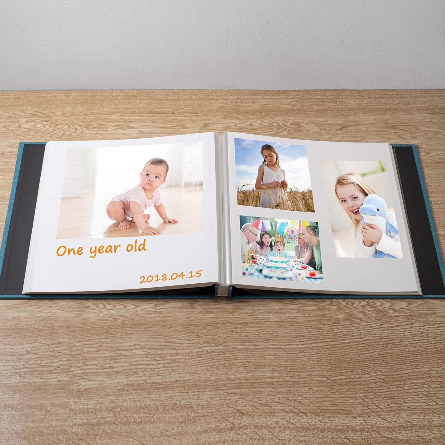 Large Photo Album Self Adhesive Scrapbook Album for 4×6 5×7 8×10 Pictures DIY Magnetic Linen Cover Album 40 Pages for Family Wedding Gifts with Metal Pen and Plastic Board