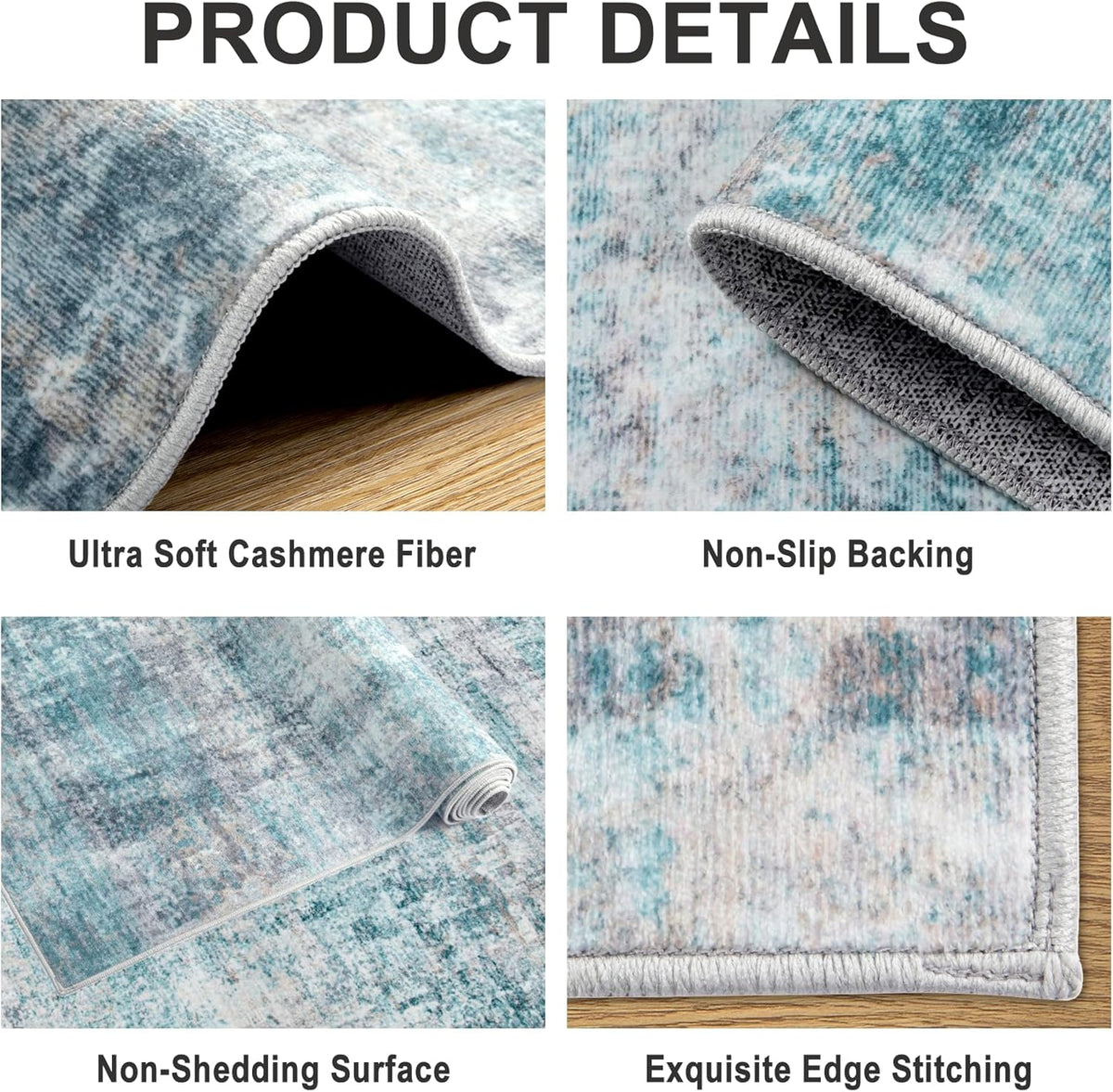 6x9 Area Rugs for Living Room - Washable Rug Modern Abstract Soft Large Neutral Non-Slip Carpet Indoor Floor Thin Carpets for Bedroom Dining Room Farmhouse Nursery Home Office Green