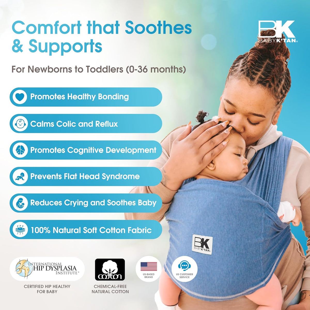 Original Baby K'tan Baby Carrier: #1 Easy Pre-Wrapped, Soft, Slip-On, No Rings, No Buckles | 5 in 1 Baby Sling Gift | The Best Hands Free Infant Wrap For Newborn to Toddler up to 35lb (See Size Chart)