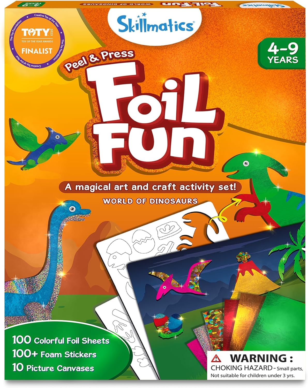 Skillmatics Foil Fun - Dinosaurs, No Mess Art for Kids, Craft Kits & Supplies, DIY Creative Activity, Travel Toys, Gifts for Boys & Girls Ages 4, 5, 6, 7, 8, 9