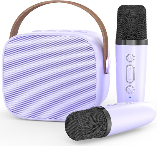 Mini Karaoke Machine,Funny Toys Christmas Birthday Gifts for Kids Age 4-12 Girls,Boys,Adults, Karaoke Microphone Toys for 4,5,6,7,8,9,10,11,12+ Year Old Girls Boys (Purple 2 mics)