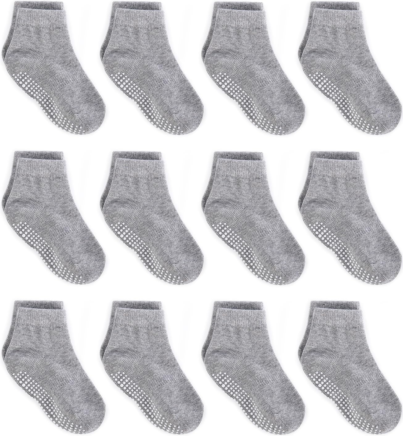 Zaples Baby Non Slip Grip Ankle Socks with Non Skid Soles for Infants Toddlers Kids Boys Girls