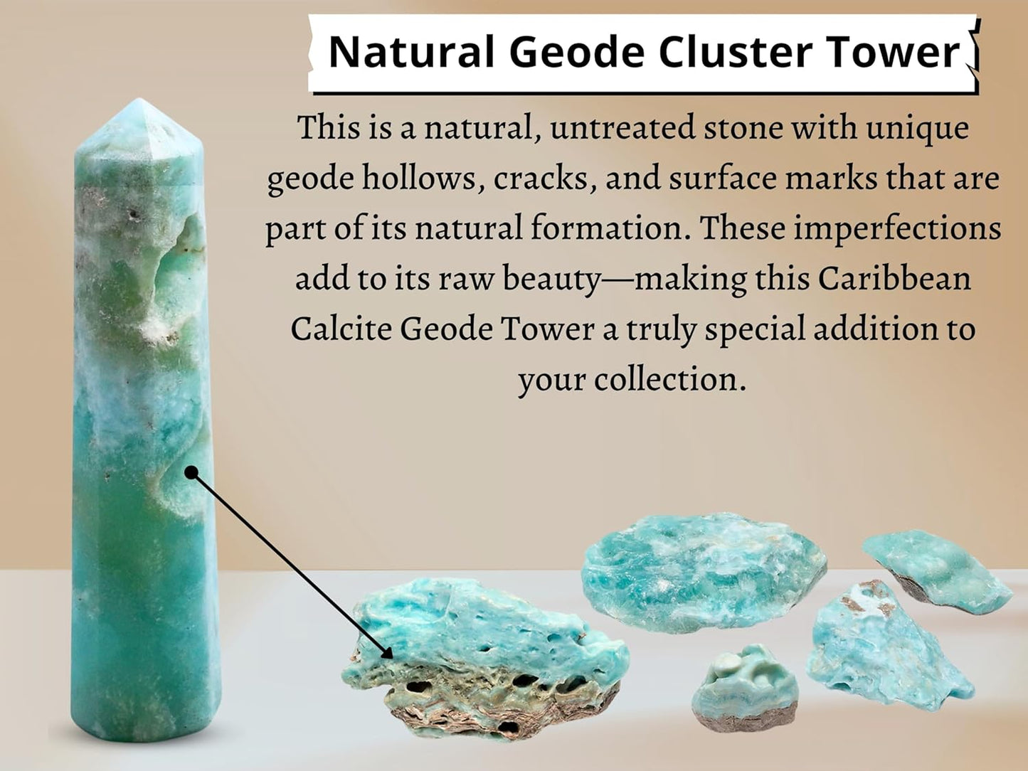 Amazing Gemstone Caribbean Calcite Crystal Towers ~ Natural Healing Crystal Point Obelisk for Reiki Healing and Crystal Grid (3" to 4" INCH)