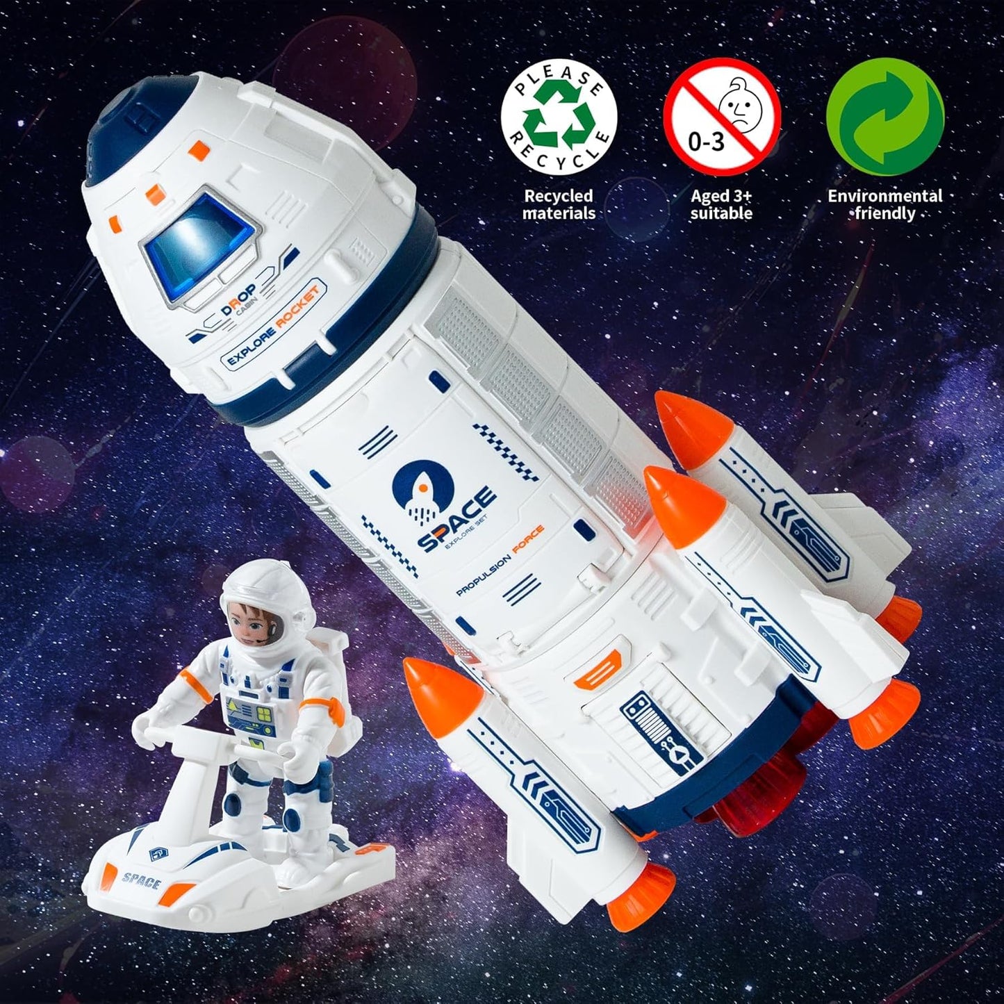 Concentration, Focus Rocket Toys, Rocket Ship ToyEducational, Concentration, Learning, Rocket FunSpace Gifts Toy, for Space Exploration, Knowledge - Toys 3-8