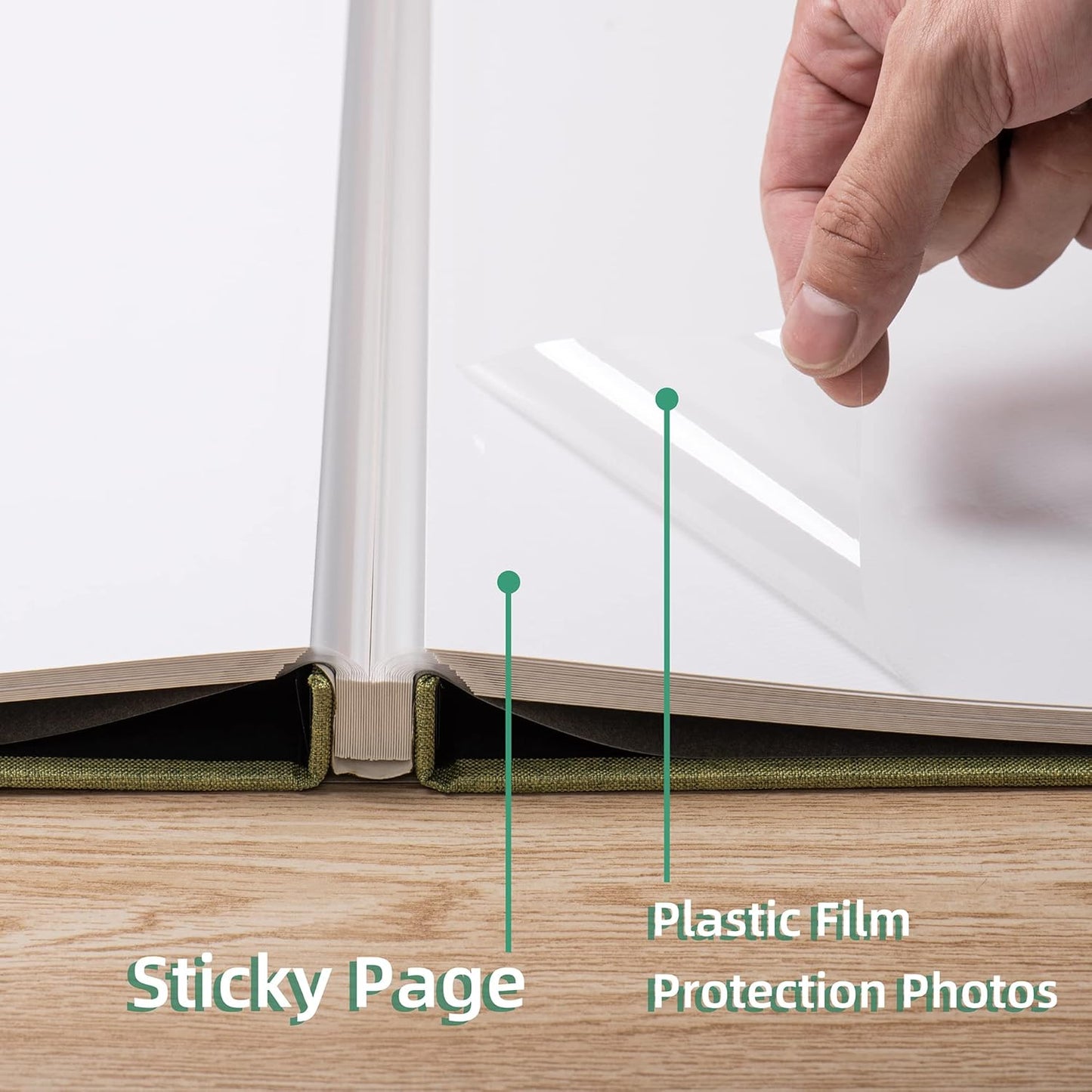 Large Photo Album Self Adhesive Scrapbook Album for 4×6 8×10 Pictures DIY Magnetic Linen Cover Album 40 Pages for Family Wedding Gifts with Metal Pen and Plastic Board
