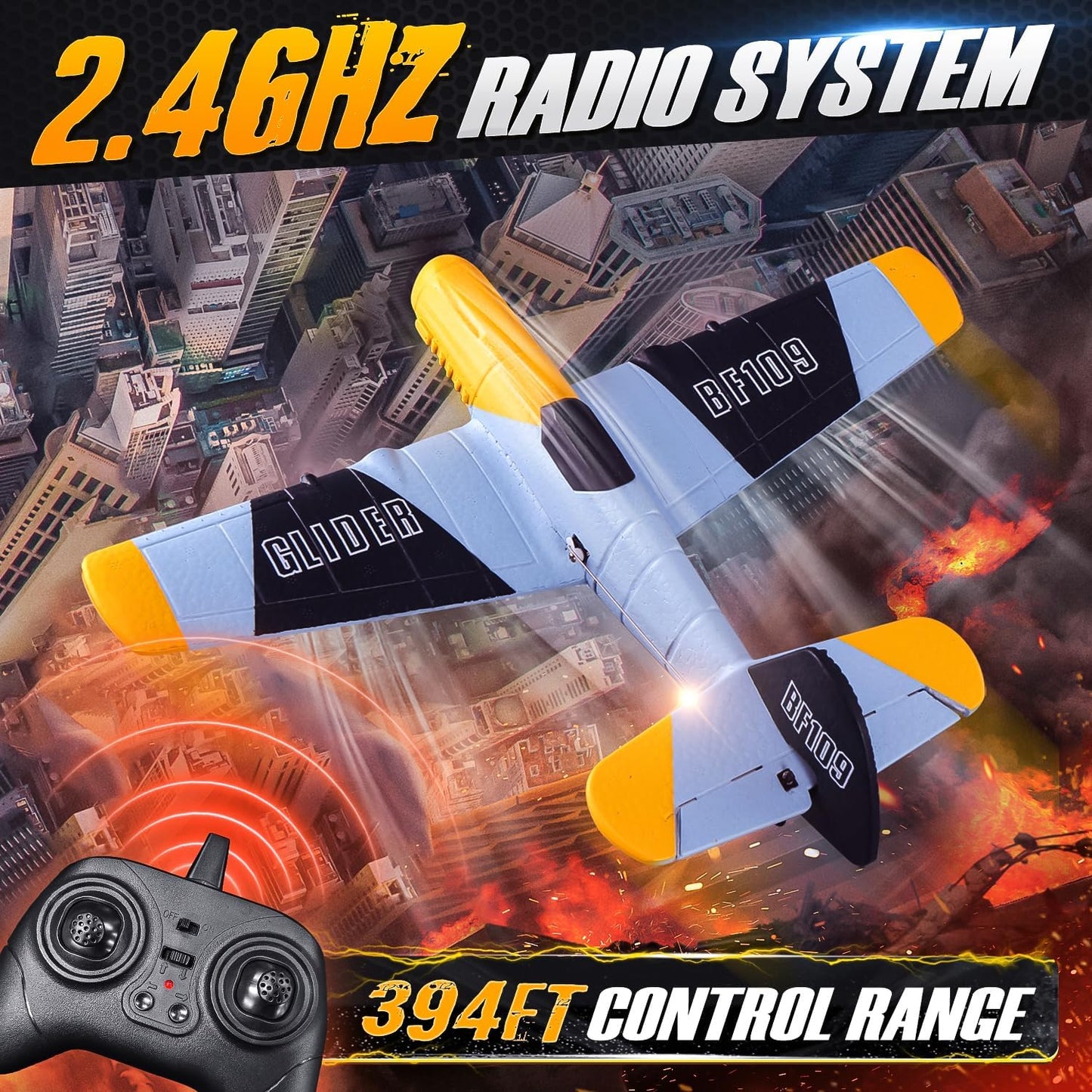 BEZGAR 3 Channel RC Plane, Drones for Kids, 6-axis Gyro Remote Control Airplane, RC Helicopter, Easy Control for Beginners Toys with Colorful LED Navigation Lights