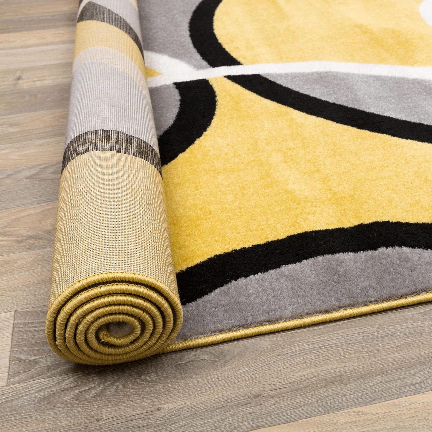 Rugshop Contemporary Abstract Circles Easy Maintenance for Home Office,Living Room,Bedroom,Kitchen Soft Runner Rug 2' x 7' 2" Yellow