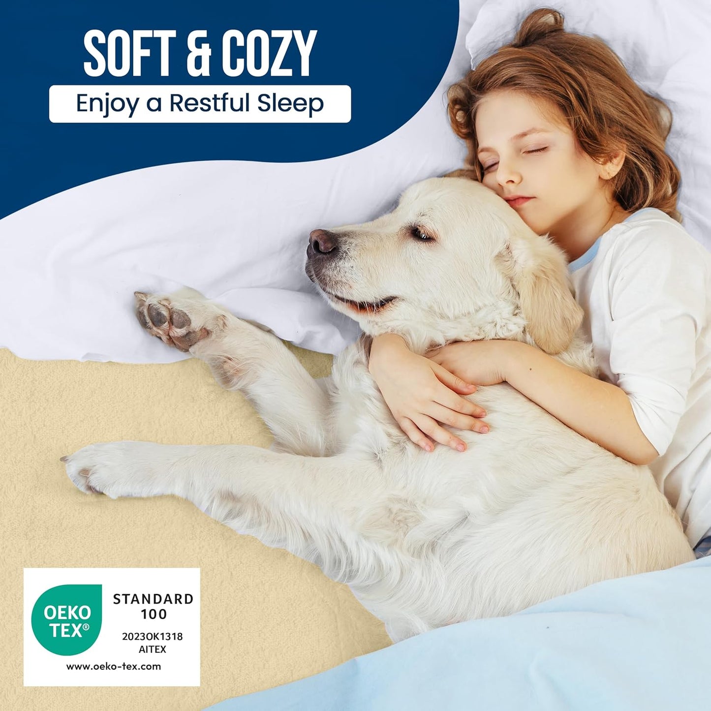 Utopia Bedding Waterproof Mattress Protector Full Size, Premium Terry Mattress Cover 200 GSM, Breathable, Fitted Style with Stretchable Pockets (Beige)