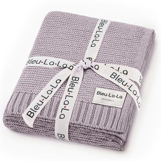 Heritage Knit Organic Swaddle Blanket for Girls - 100% Soft Luxury Cotton Knit Receving Swaddler - Warm Cozy Crib Swaddling Blanket for Newborns Infants & Toddler (0-2Yrs - Dreamy Lilac)
