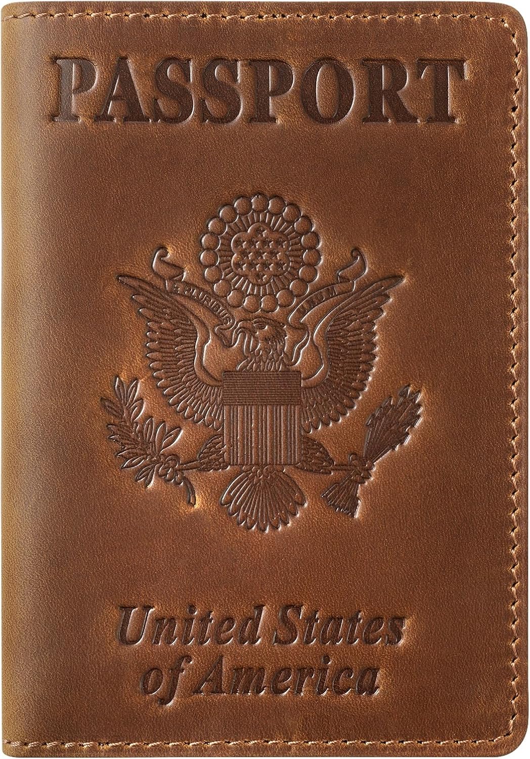 Jack&Chris Leather Passport Holder, Passport Travel Wallet Cover Case for Men Women, Leather Travel Documents Organizer Protector, JC105-Brown