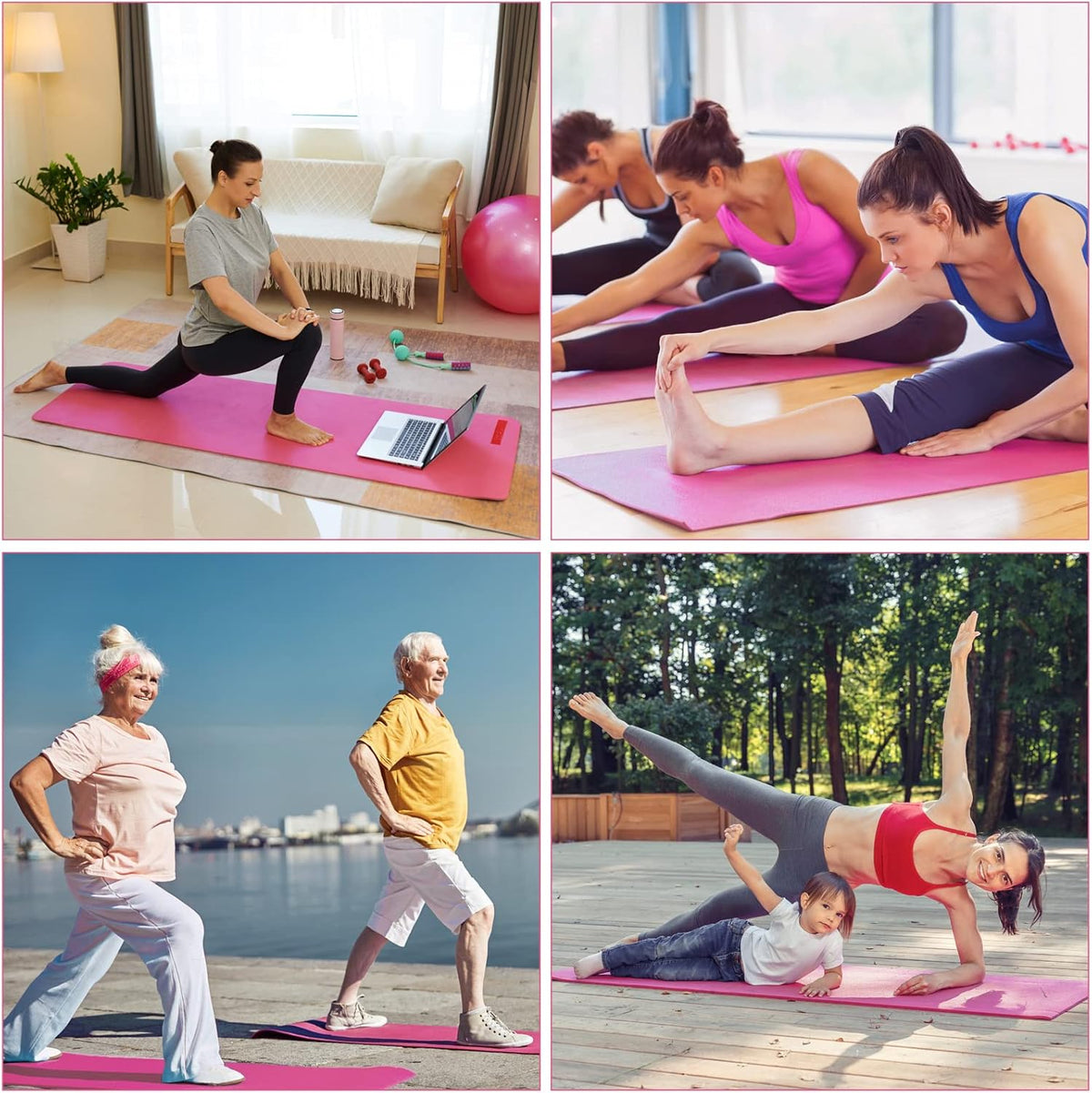 Funtery 16 Pack 3 mm Thick Yoga Mat Exercise Workout Mat Non Slip Fitness Pad for Women Gym Home Yoga Pilates