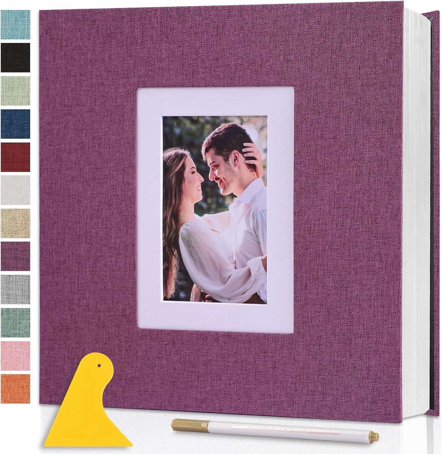 Photo Album Self Adhesive Pages Scrapbook Large Magnetic Photo Albums with Sticky Pages Scrapbooks for Wedding Baby for 4x6 5x7 8x10 Picture Photo Books 11x10.6 Purple 40 Pages